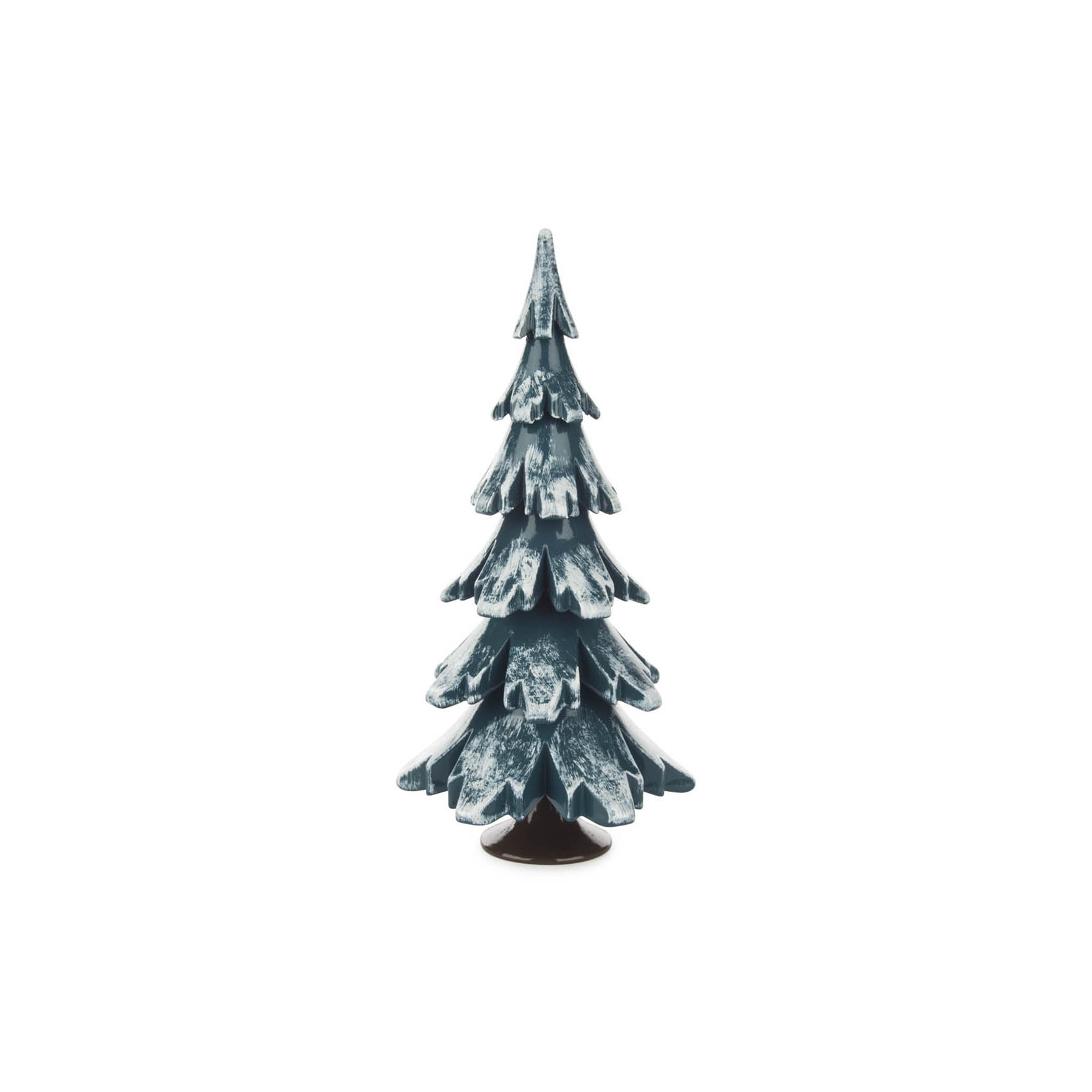 Kleiner dekorativer Tannenbaum aus grünem Massivholz mit weißen Akzenten, 15,5 cm hoch. im Dregeno Online Shop günstig kaufen
