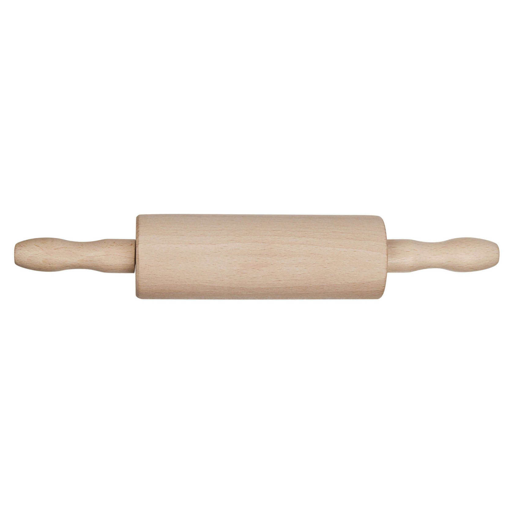 Eine hölzerne Teigrolle mit einer Länge von 25 cm und Griffen auf beiden Seiten. im Dregeno Online Shop günstig kaufen