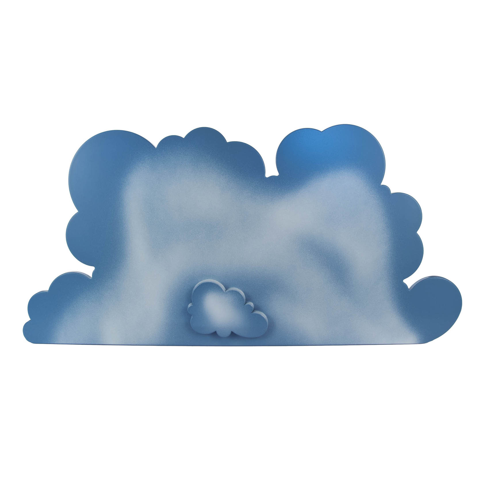 Ein künstlerisch gestyltes Objekt in Form einer großen, blauen Wolke mit kleineren Wolkenformen integriert. im Dregeno Online Shop günstig kaufen