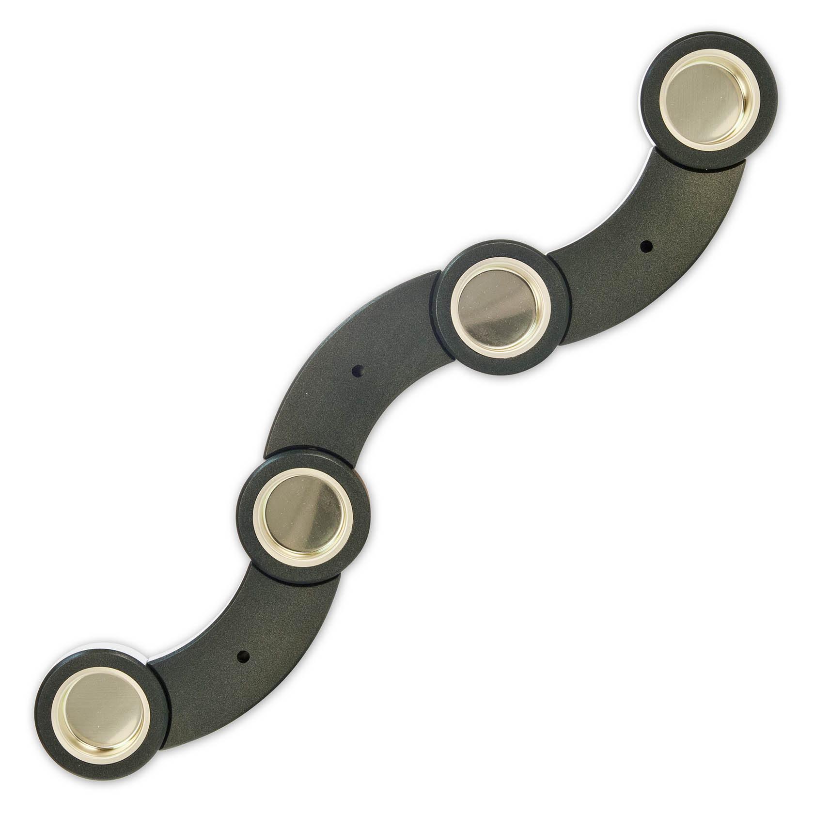 Grüne und goldene, geschwungene Teelichthalterung aus Metall mit Platz für vier Teelichte in schlangenförmigem Design. im Dregeno Online Shop günstig kaufen