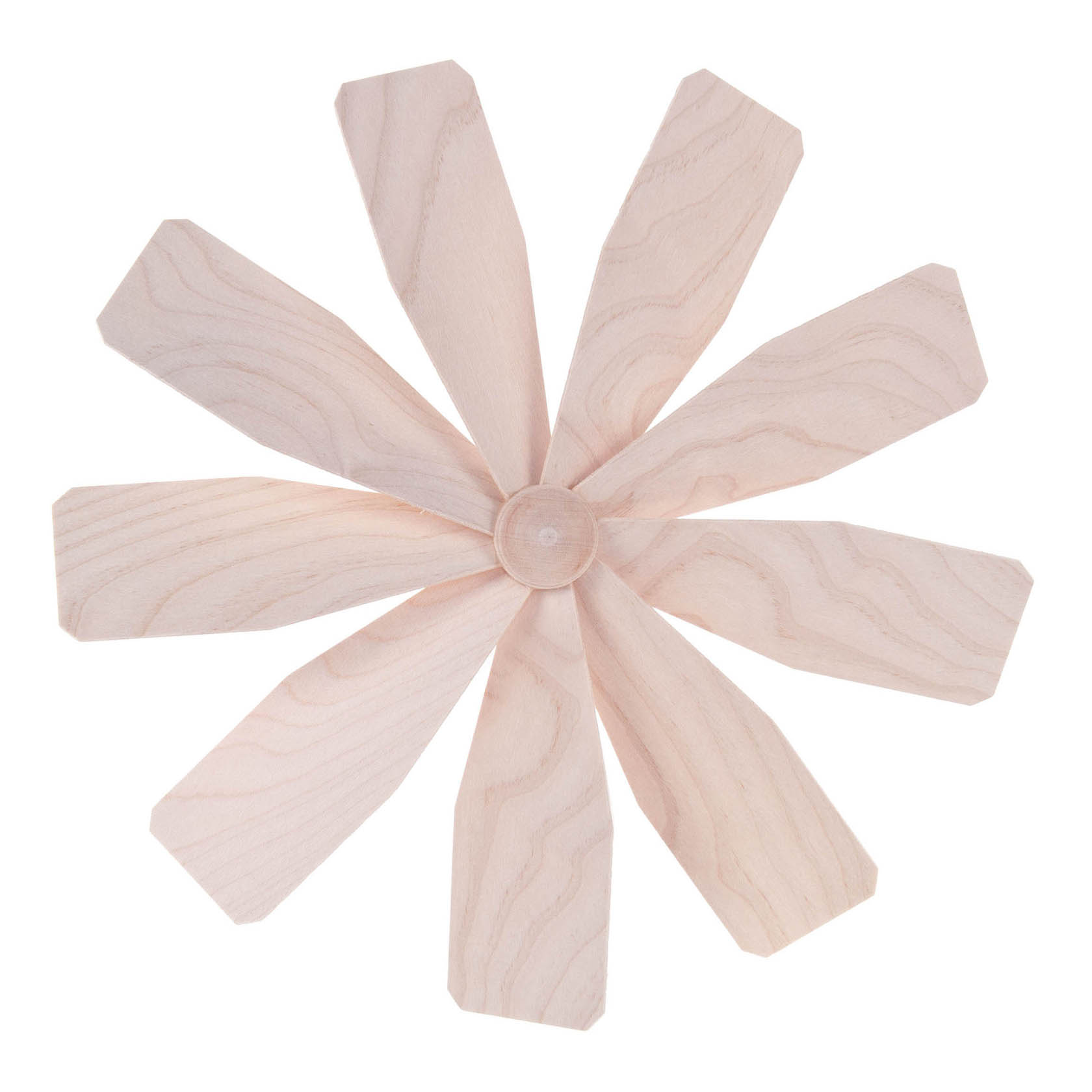 Holzflügelrad mit neun gleichmäßig angeordneten Flügeln, Durchmesser 22,5 cm, in heller Holztönung. im Dregeno Online Shop günstig kaufen