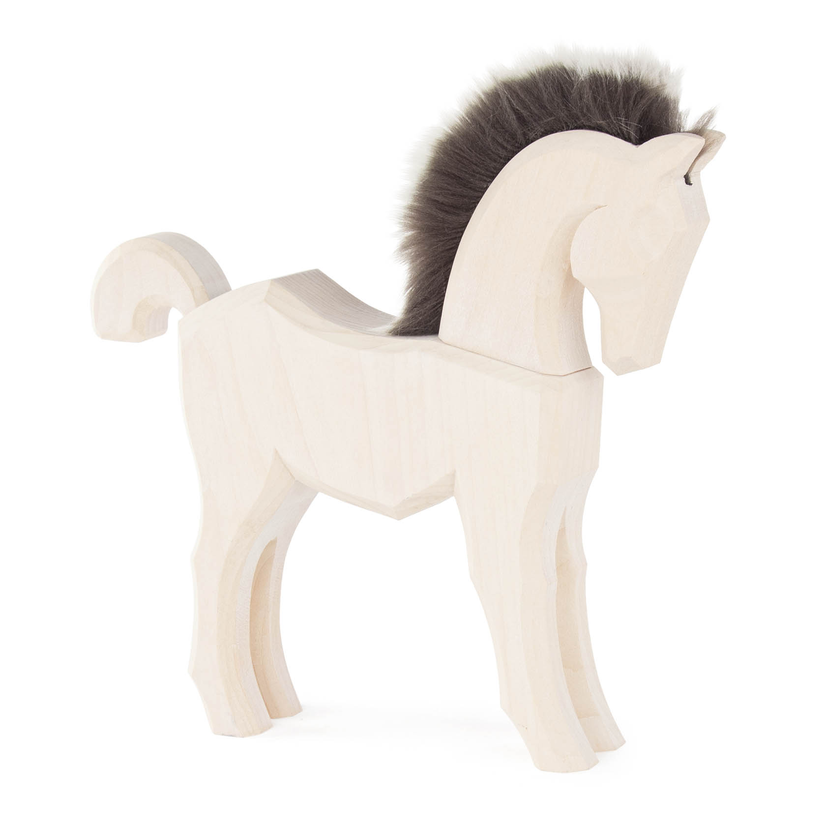 A white wooden horse figurine with a gray mane. im Dregeno Online Shop günstig kaufen