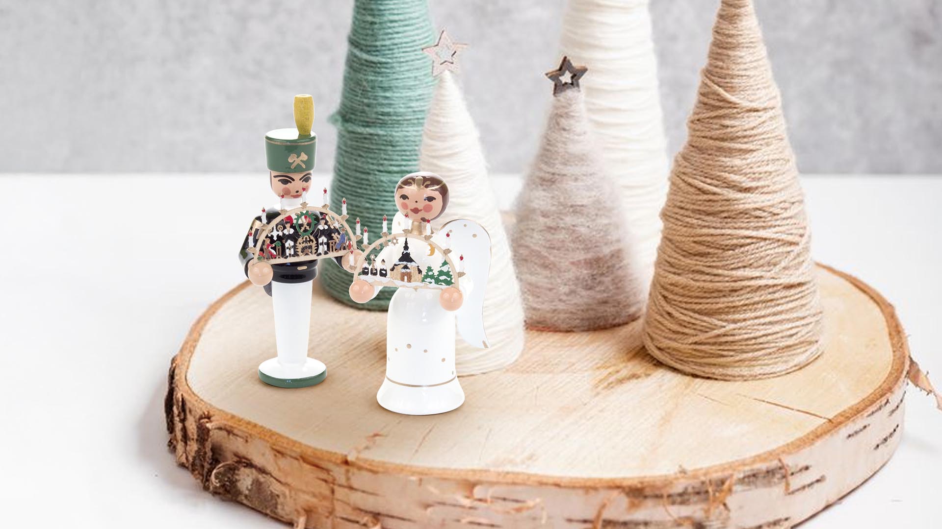 Miniatur Engel und Bergmann mit Schwibbogen