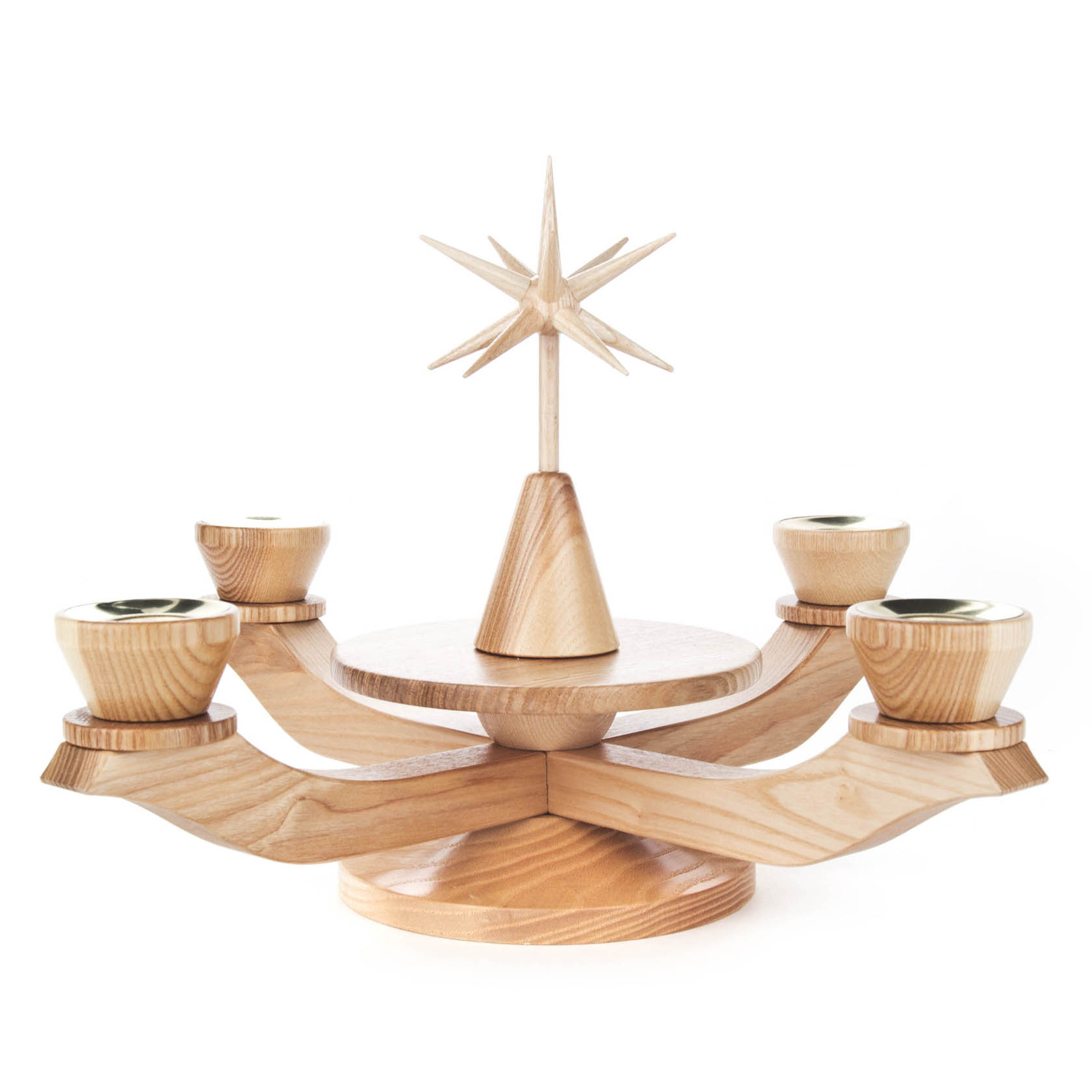 A natural wooden advent candelabrum with a central star and holders for four candles, each 22mm in diameter. im Dregeno Online Shop günstig kaufen