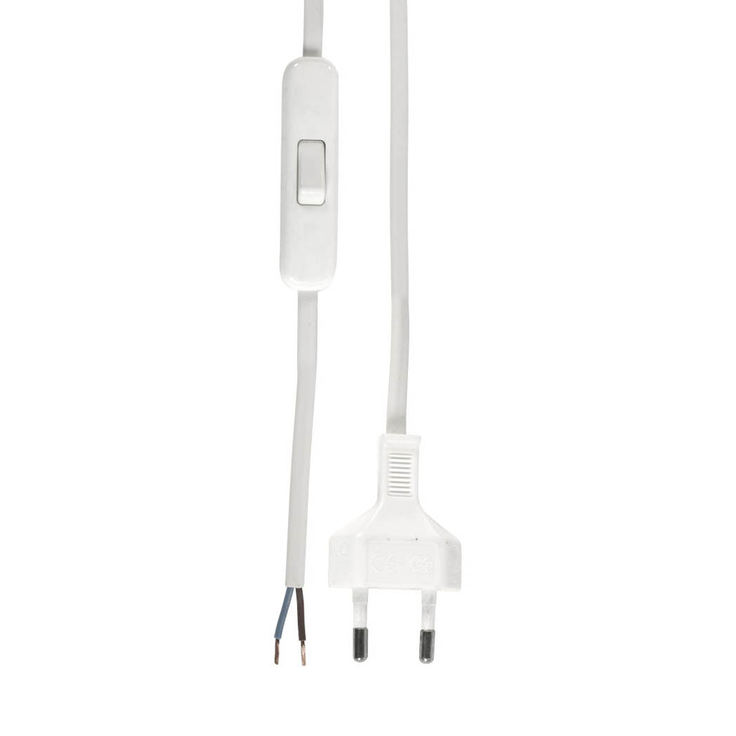 White 1.8m switch cable with a plug on one end and an inline switch. im Dregeno Online Shop günstig kaufen