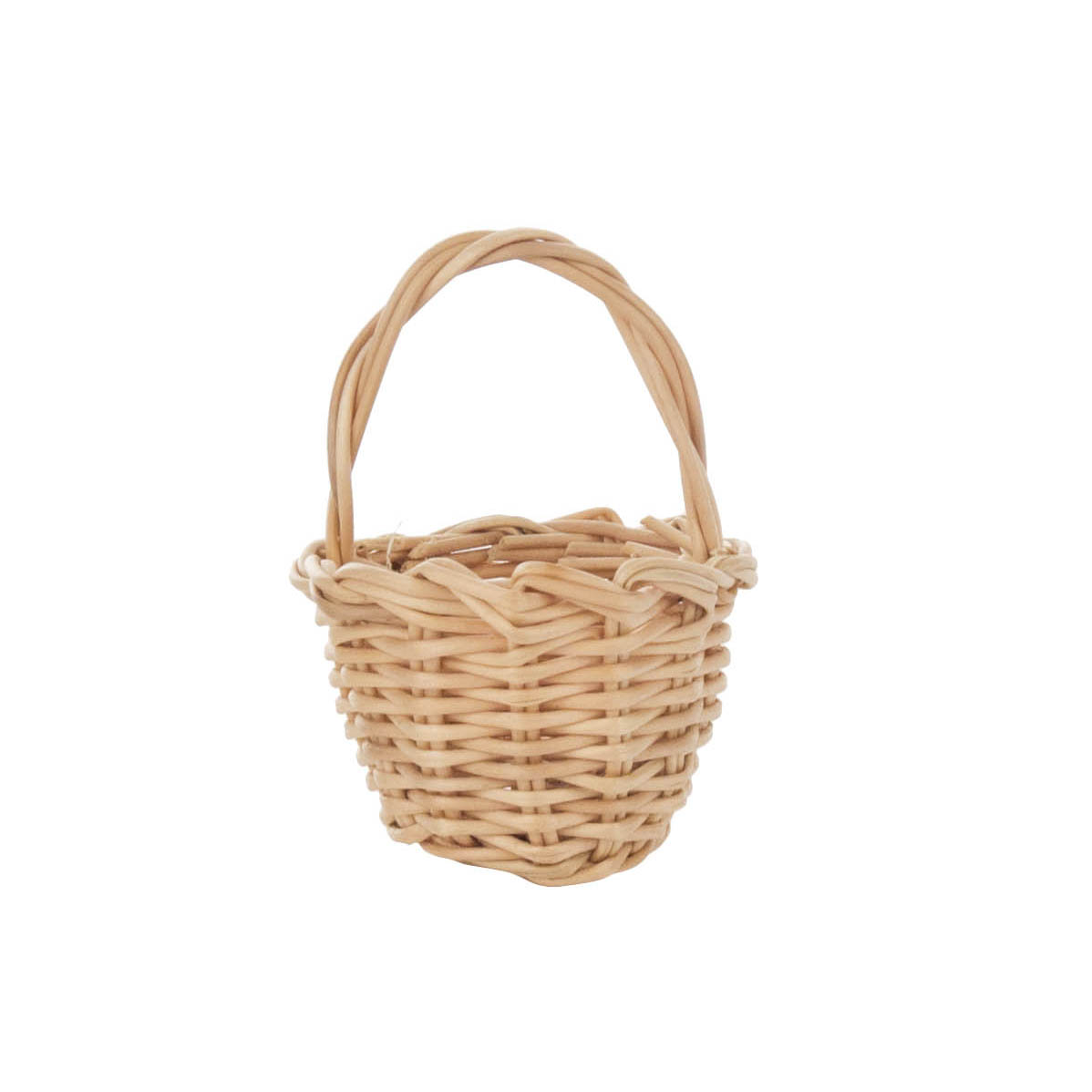 Kleines geflochtenes Körbchen mit Henkel aus hellem Holzmaterial. im Dregeno Online Shop günstig kaufen