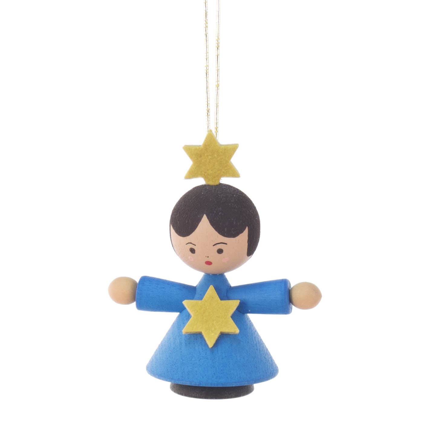 Wooden angel decoration with blue dress and star accents im Dregeno Online Shop günstig kaufen
