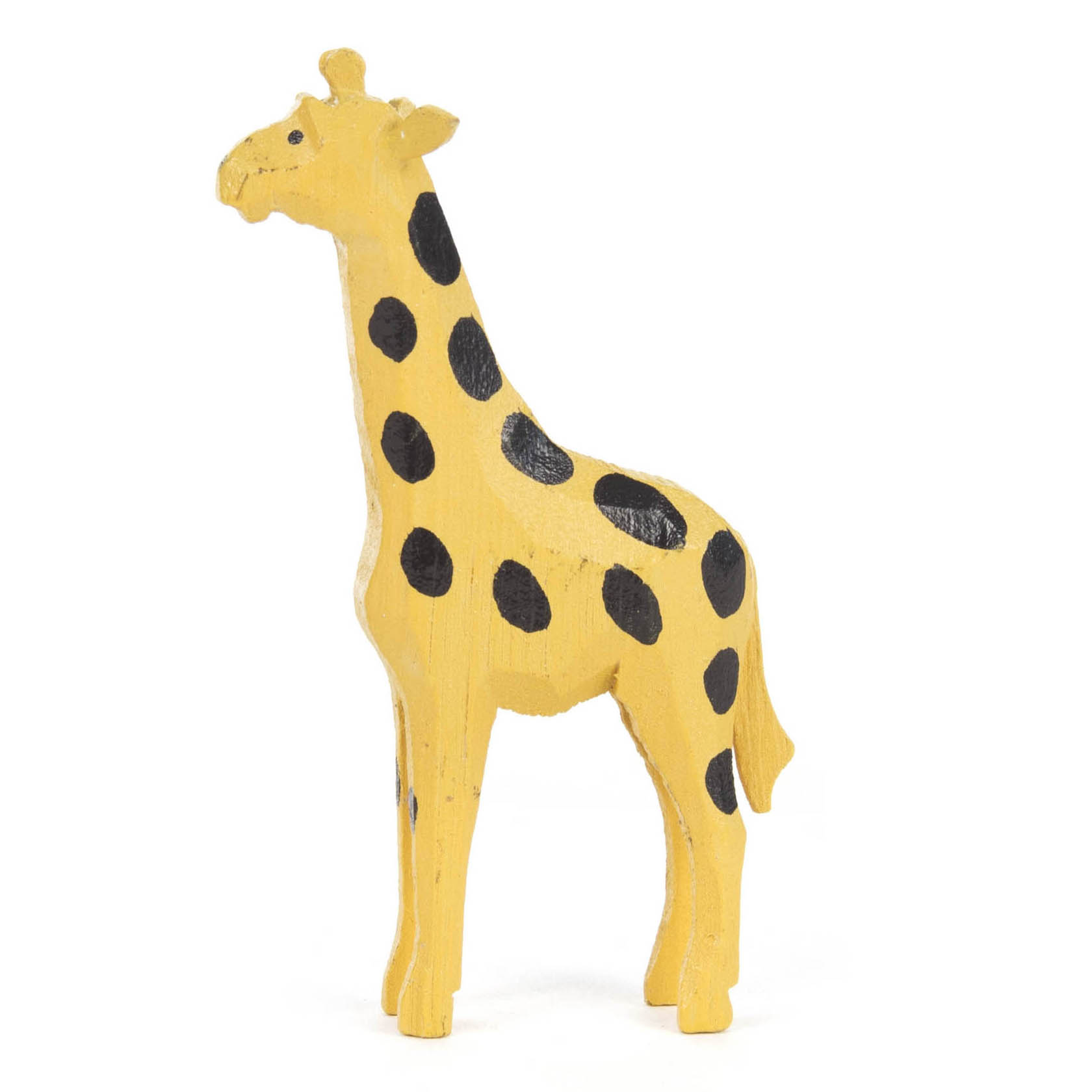 Holzspielzeug Giraffe: gelb mit schwarzen Punkten stehend. im Dregeno Online Shop günstig kaufen