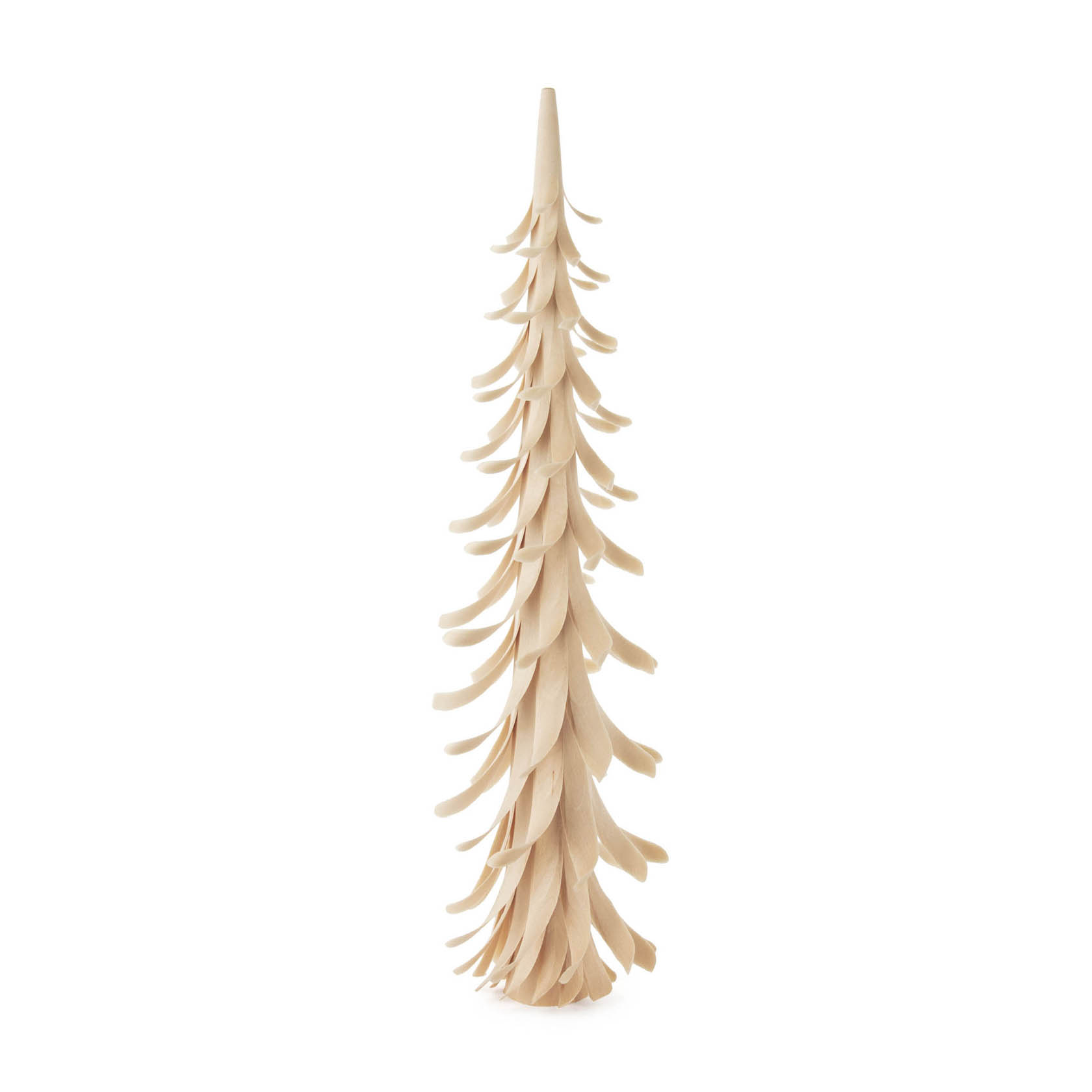 Holzkunst-Tannenbaum mit spiralförmigen Zweigen, 35 cm hoch, in natürlicher Holzfarbe. im Dregeno Online Shop günstig kaufen