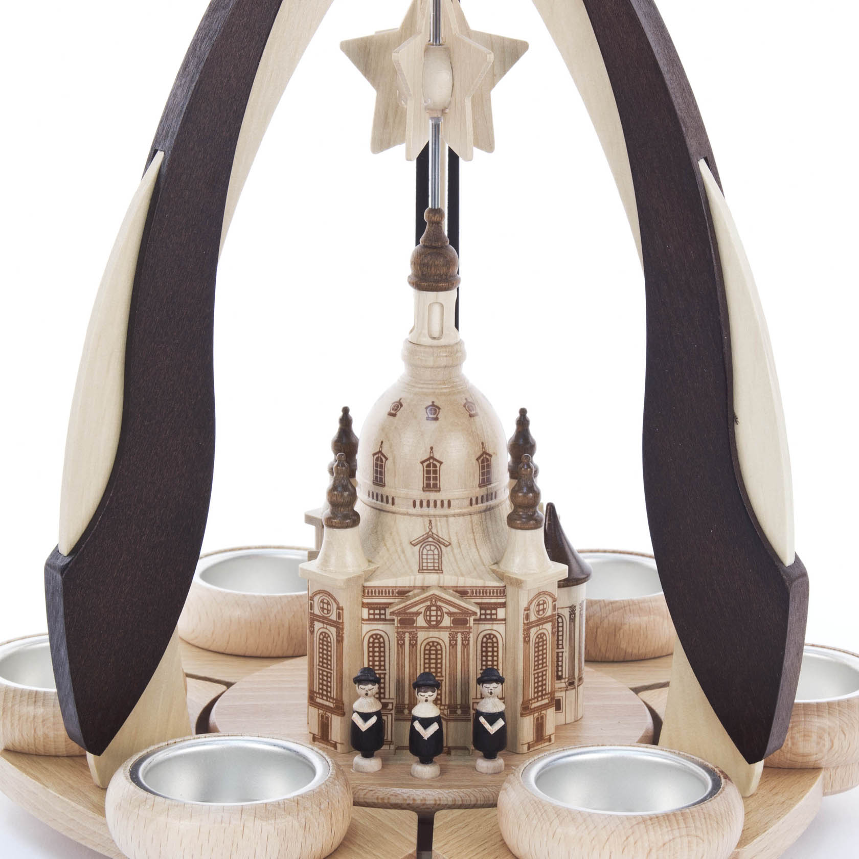 Pyramide mit Dresdner Frauenkirche für Teelichte