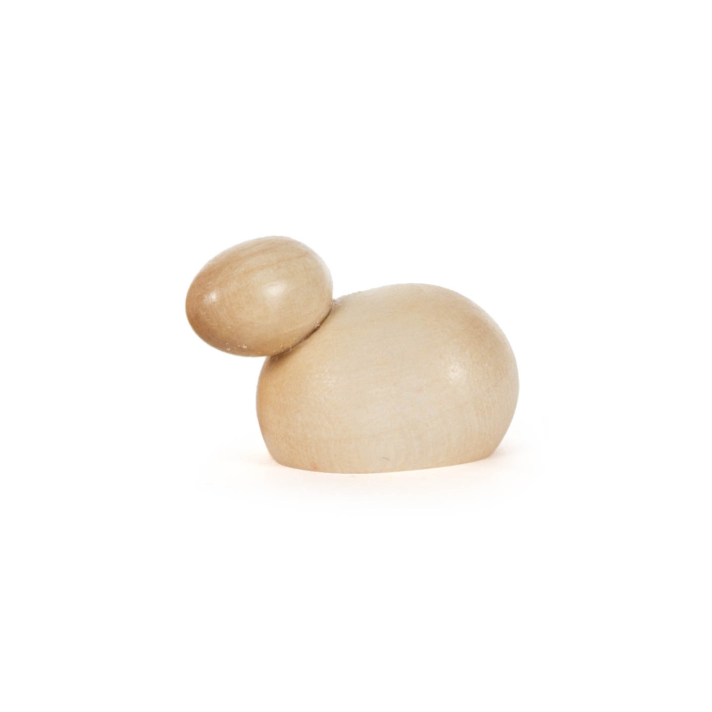 Minimalistisches, naturfarbenes Holzschaf in moderner, abstrakter Form mit rundlichem Körper und Kopf. im Dregeno Online Shop günstig kaufen