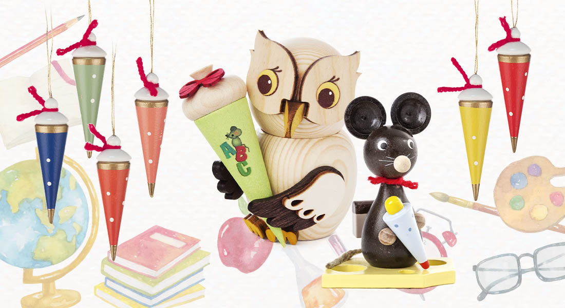 Verschiedene erzgebirgische Geschenkideen zum Schulanfang