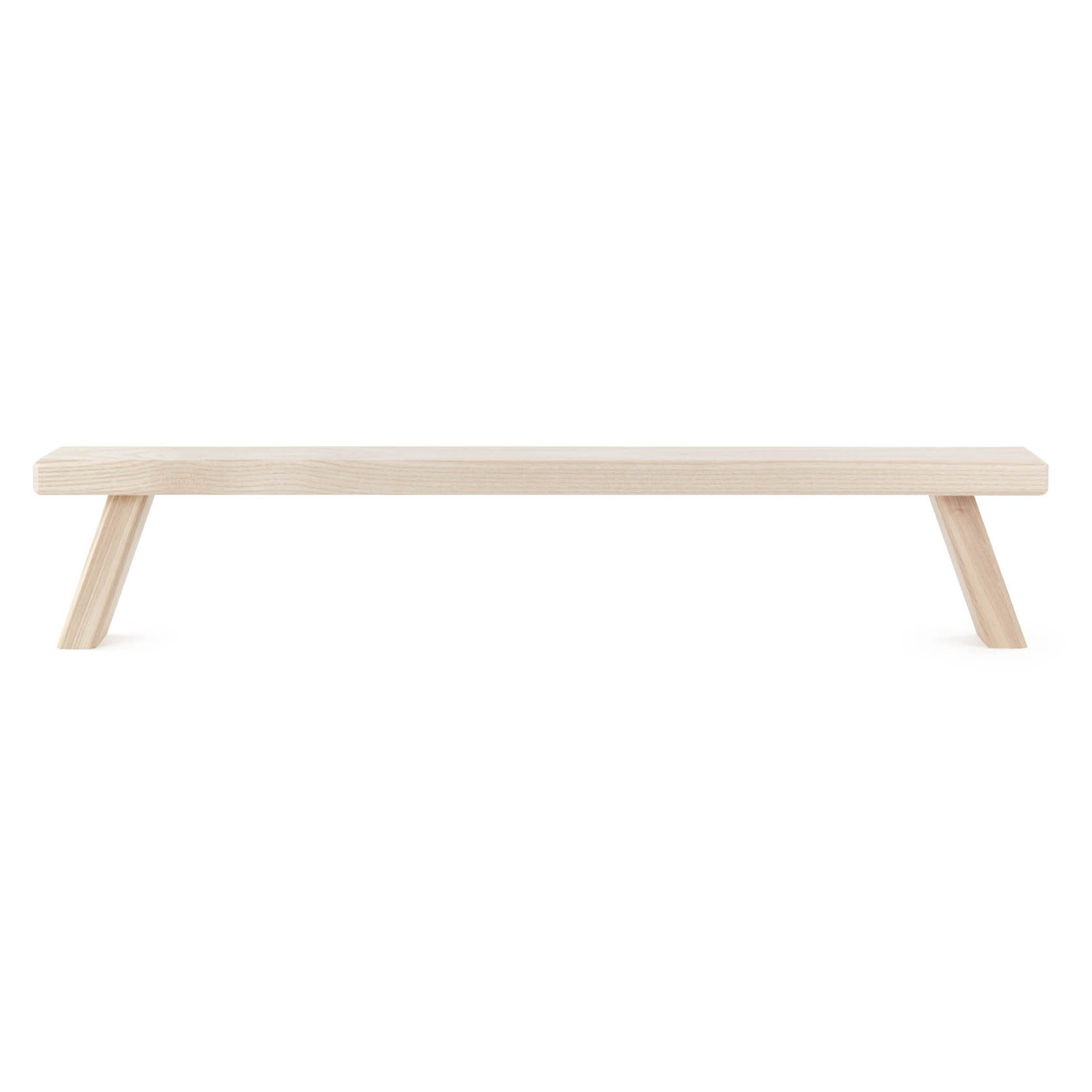 Holzbank mit einem schlichten, modernen Design und einer Länge von 60 cm. Die Bank hat eine helle Holzfarbe und zwei leicht schräg gestellte Beine. im Dregeno Online Shop günstig kaufen