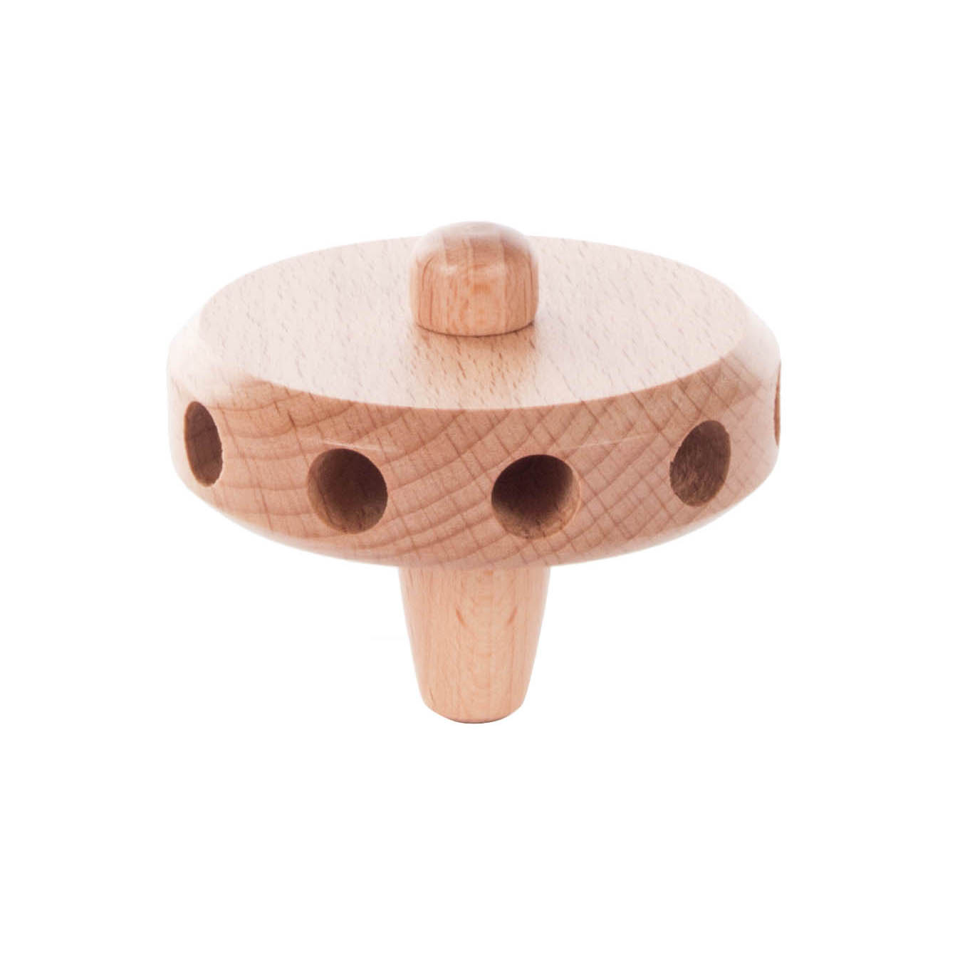 Wooden wheel with ten blades and multiple holes, 45cm diameter, 2mm central hole.