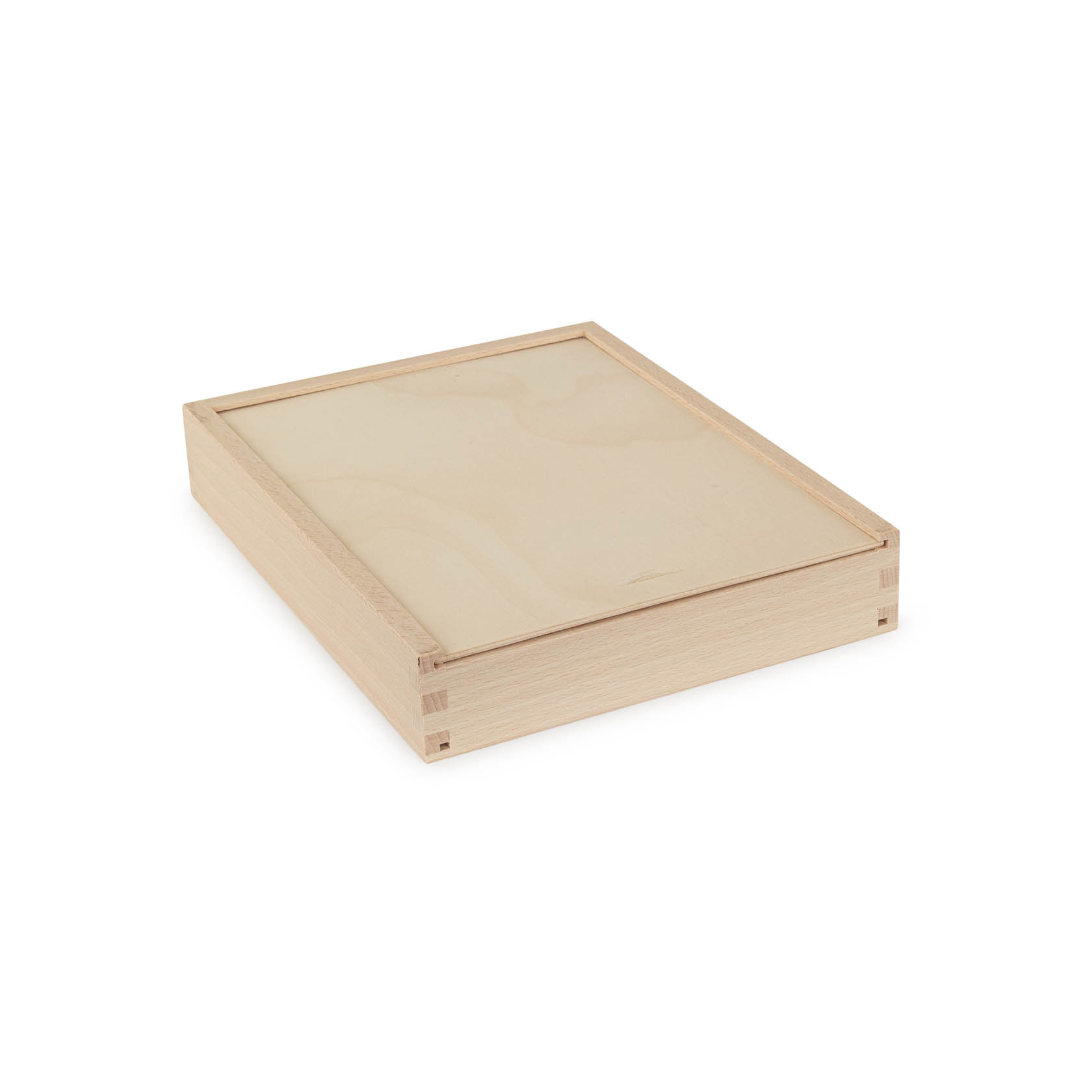 Rechteckiger Holzkasten mit Deckel, glatt und beige, mit sichtbaren Eckverbindungen. im Dregeno Online Shop günstig kaufen