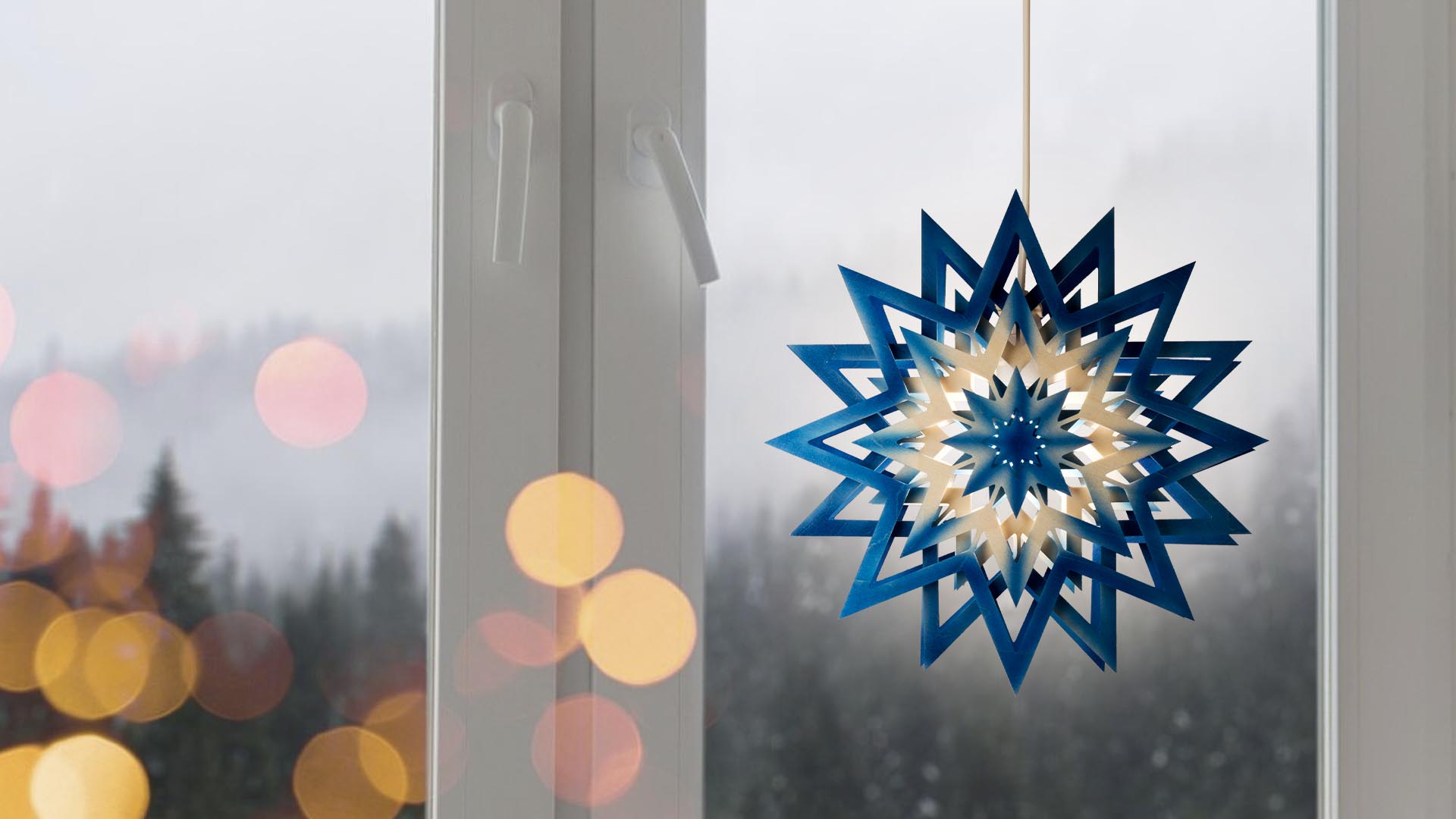 Elektrischer Fensterstern in blau