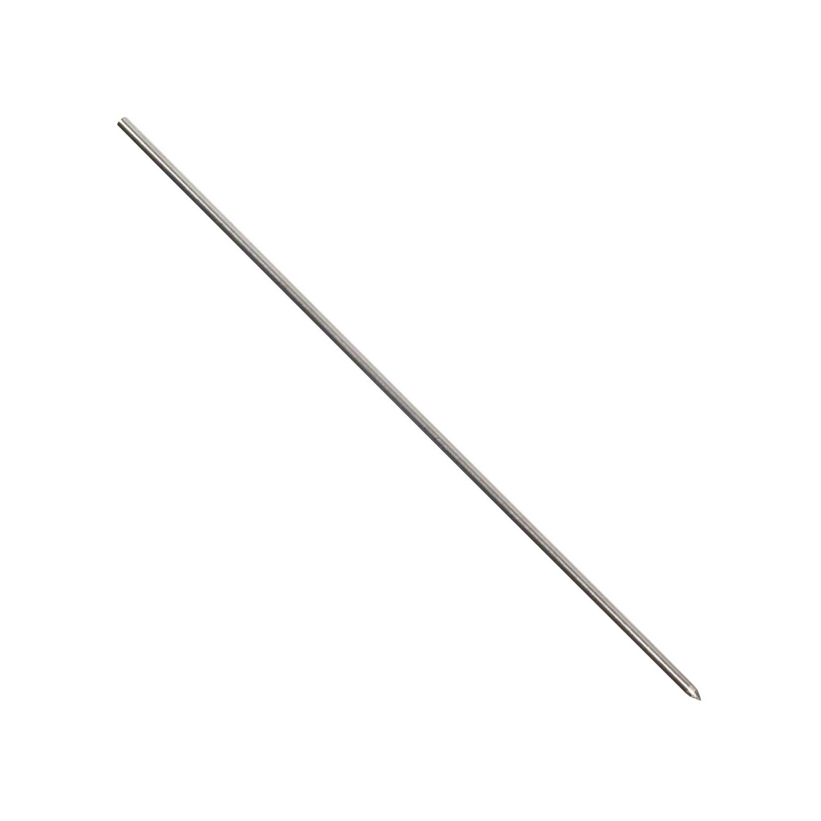 Eine silberne Pyramidennadel mit einer Länge von 200 mm und einem Durchmesser von 2,0 mm. Die Nadel hat eine spitze, pyramidenförmige Spitze. im Dregeno Online Shop günstig kaufen