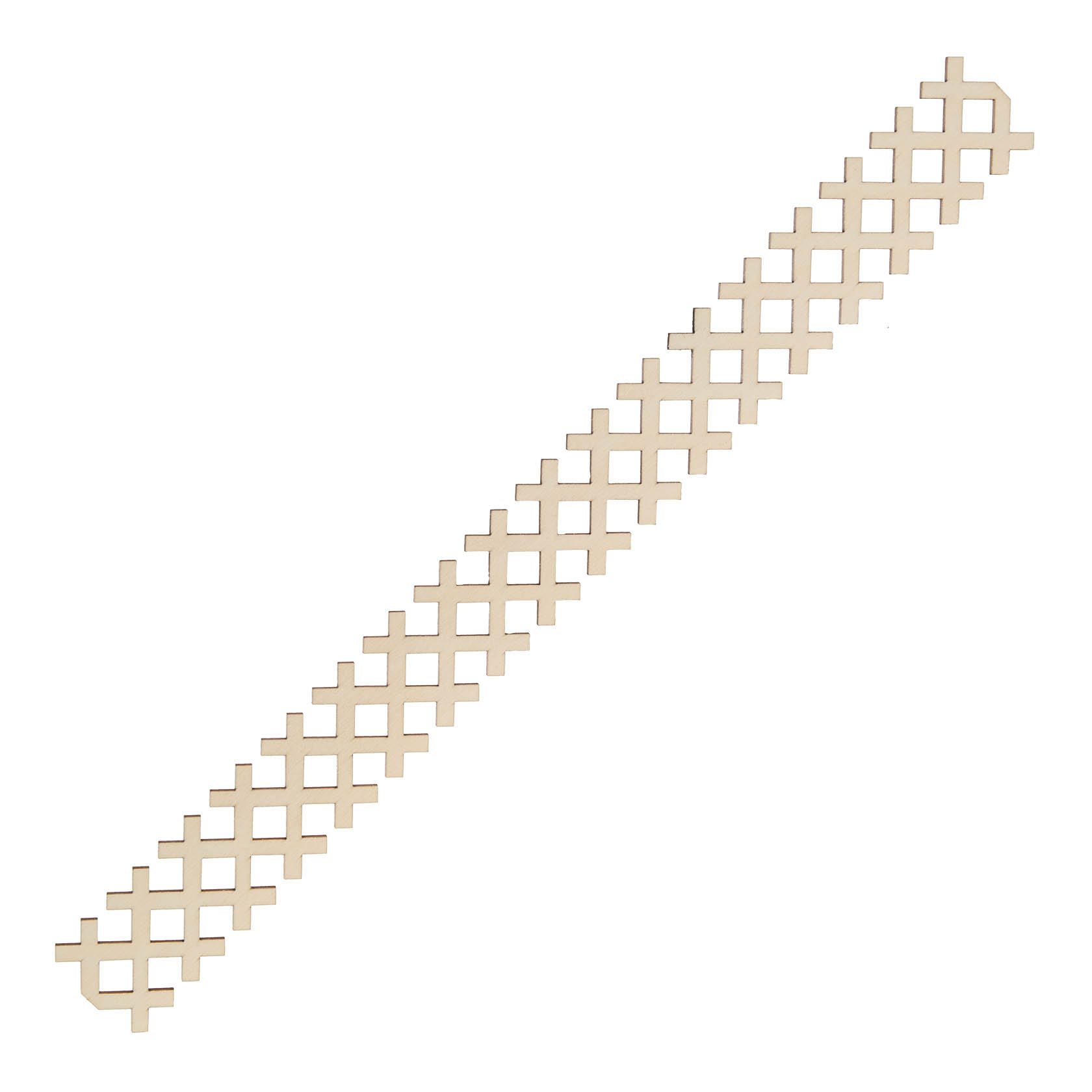 A long, narrow piece of beige crisscross lattice resembling a garden fence segment, measuring 355x35 mm. im Dregeno Online Shop günstig kaufen