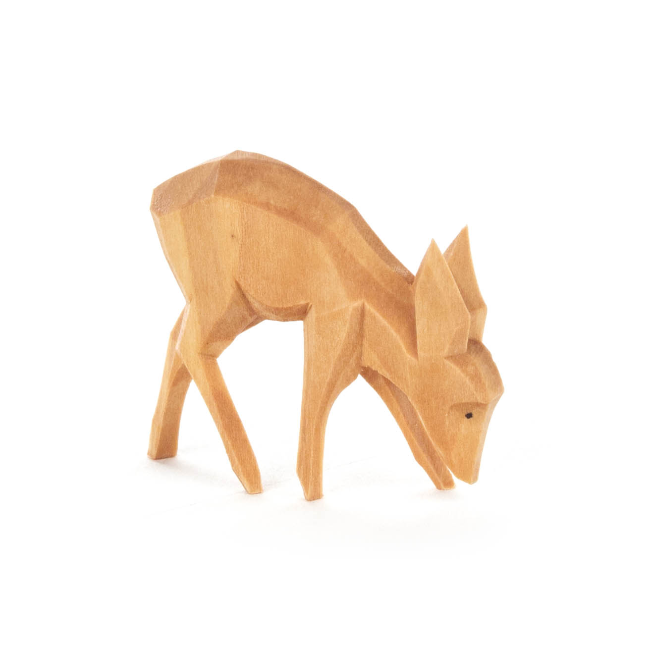 Holzfigur eines Rehs mit gesenktem Kopf, als ob es frisst. im Dregeno Online Shop günstig kaufen