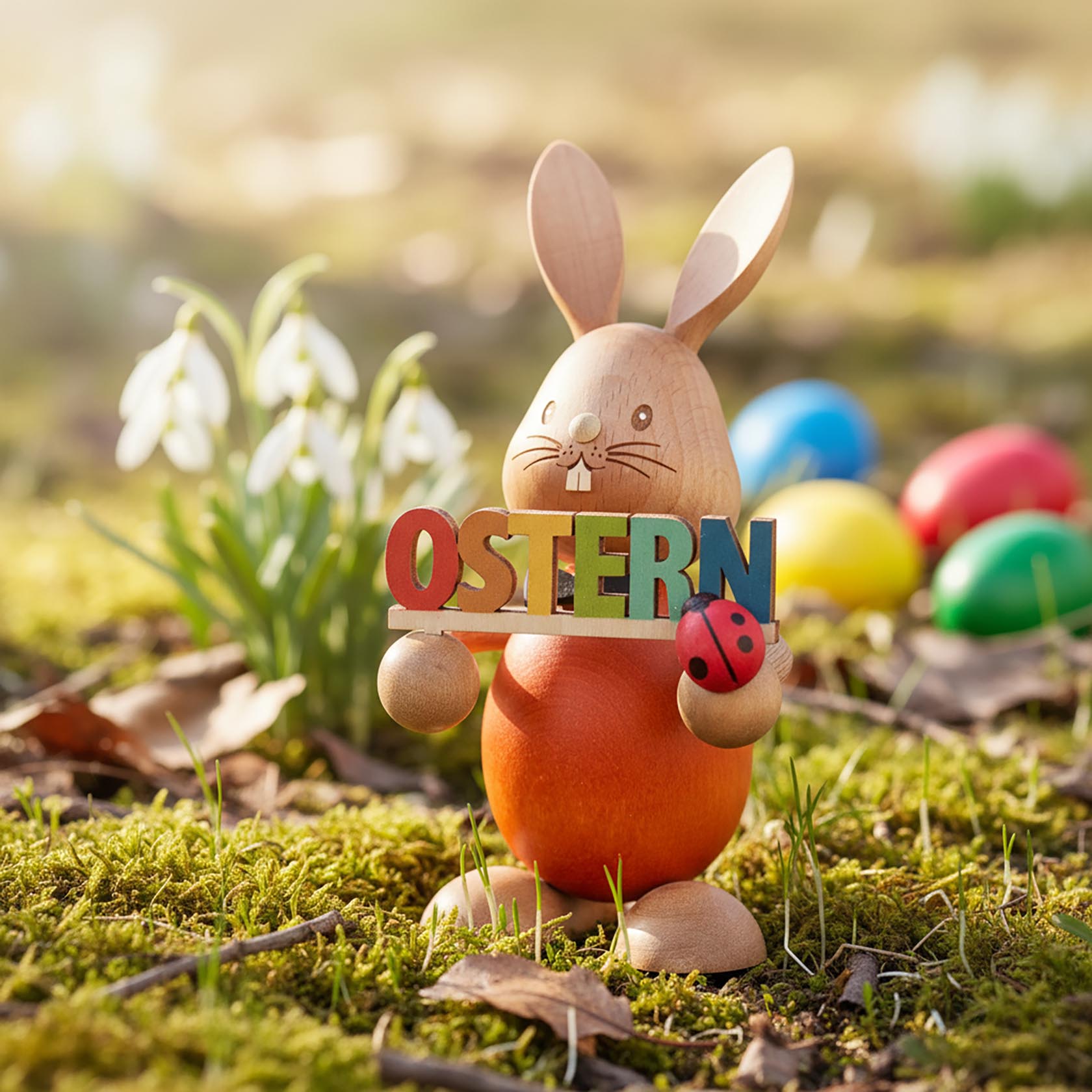 Hase Stupsi mit Osterschrift