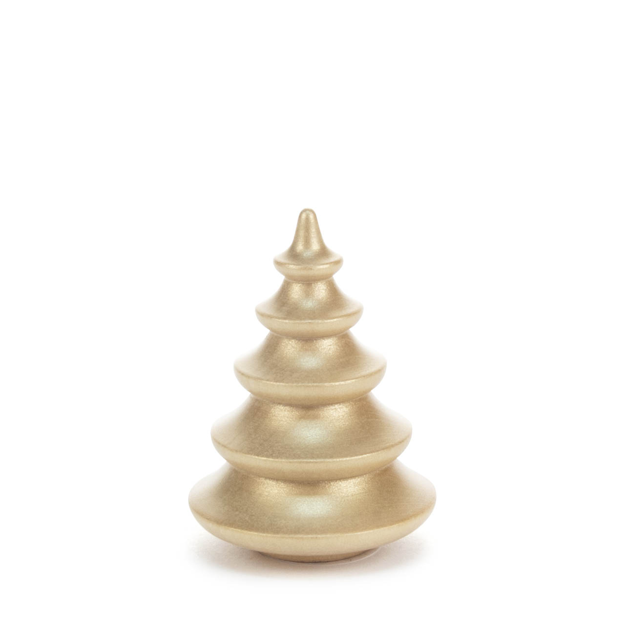 Goldfarbene, stilisierte Baumfigur in Form mehrerer übereinander angeordneter, runder Ebenen, geeignet als Dekoelement. im Dregeno Online Shop günstig kaufen