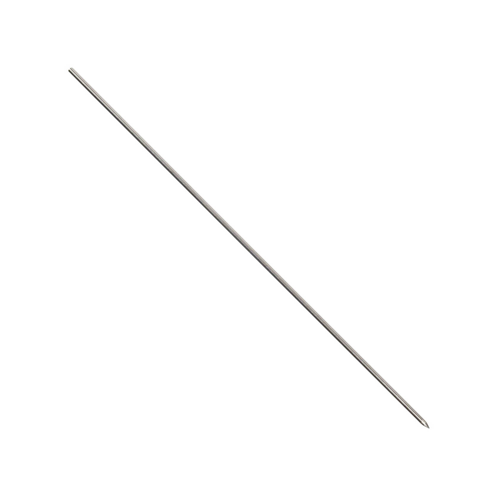 Eine lange, silberne Pyramidennadel mit einer feinen Spitze. Sie ist gerade und hat einen Durchmesser von 2,5 mm und eine Länge von 220 mm. im Dregeno Online Shop günstig kaufen