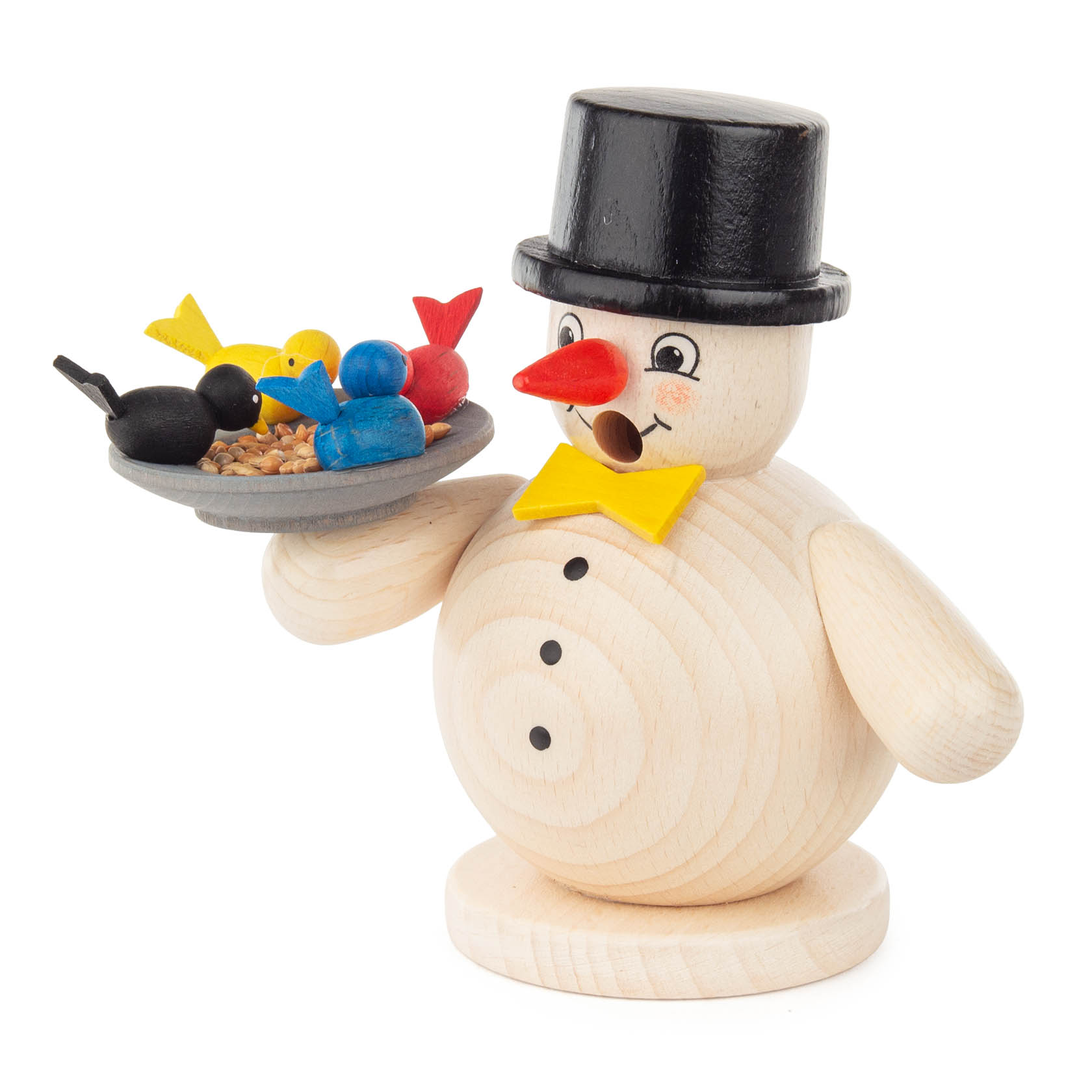 wooden smoker snowman with birds black