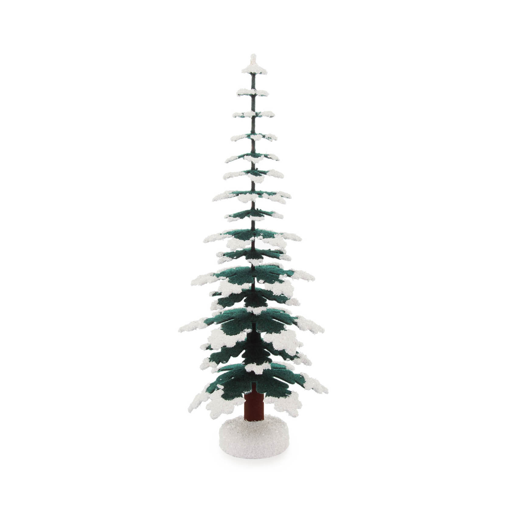 Kleiner Modellbaum, 25 cm, mit grünen Zweigen und weißen Schneebedeckungen, die gleichmäßig verteilt sind. im Dregeno Online Shop günstig kaufen