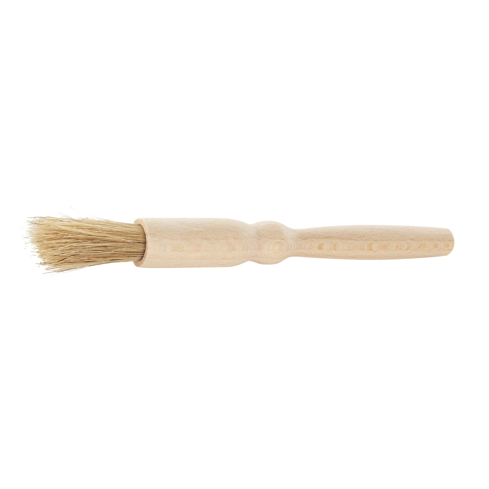 Ein runder Haushaltspinsel mit einem Holzgriff und hellen Borsten, etwa 18 cm lang. im Dregeno Online Shop günstig kaufen