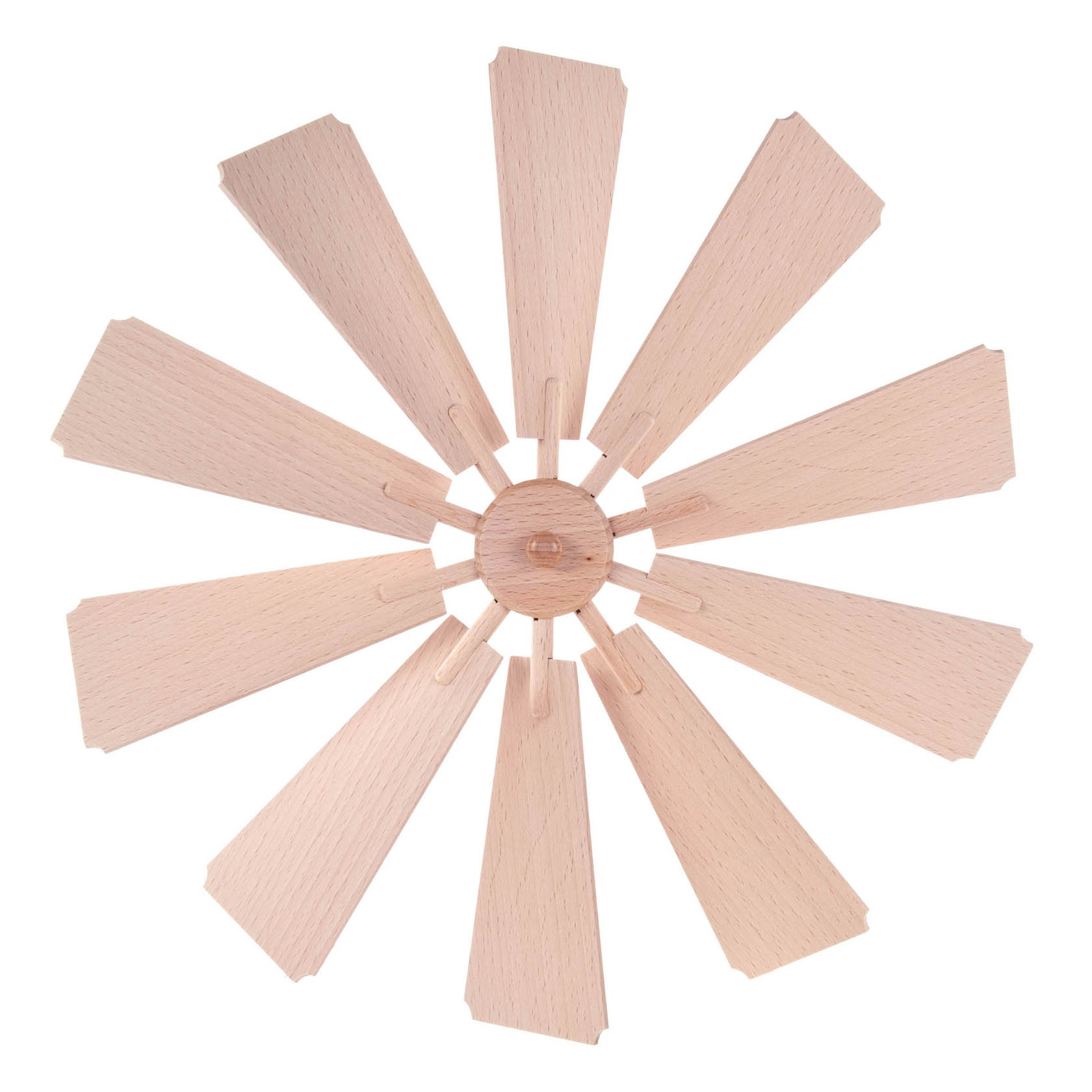 Holz-Flügelrad mit 10 gleichmäßig angeordneten Blättern, Durchmesser 35 cm, in der Mitte eine Bohrung von 2 mm. im Dregeno Online Shop günstig kaufen