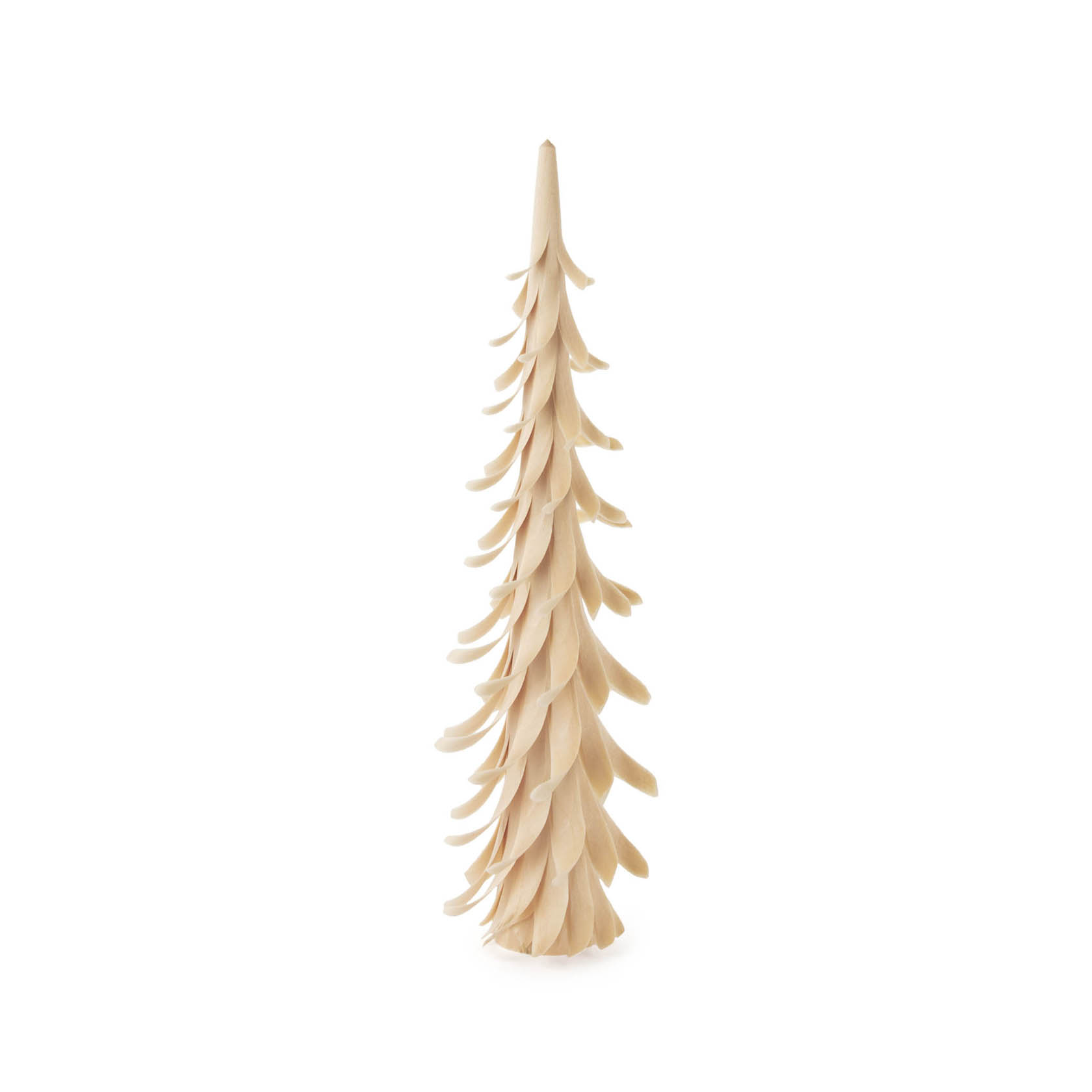 Ein 25 cm hoher, spiralförmiger, naturbelassener Holzbaum mit ausgeprägten Schichten, die sanft nach außen gebogen sind. im Dregeno Online Shop günstig kaufen