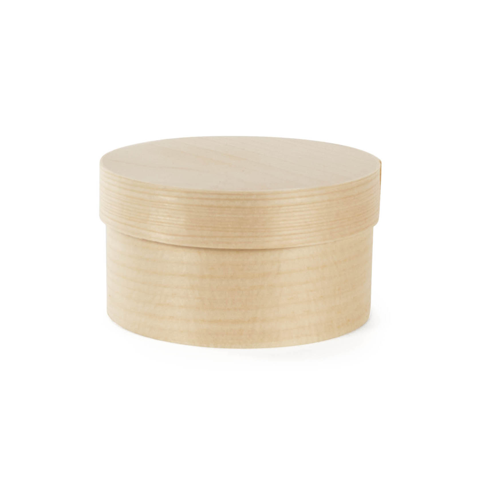 Runde, unbehandelte Spanschachtel aus hellem Holz mit abnehmbarem Deckel. im Dregeno Online Shop günstig kaufen