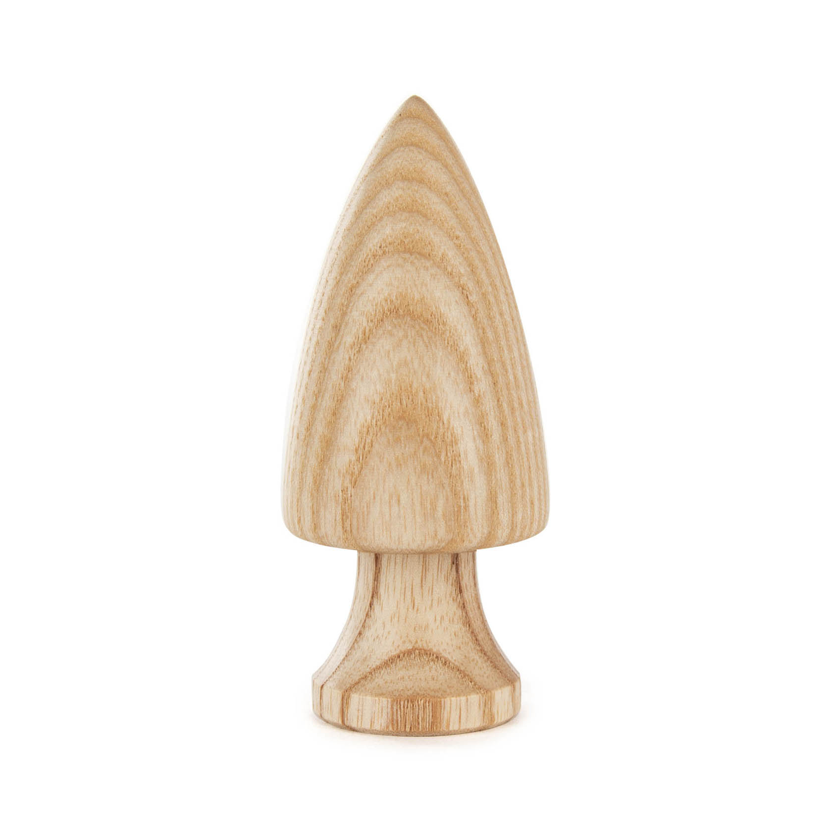 Holzspielzeug in Form eines stilisierten Baumes mit glatter Oberfläche und sichtbarer Holzmaserung, etwa 9 cm hoch. im Dregeno Online Shop günstig kaufen