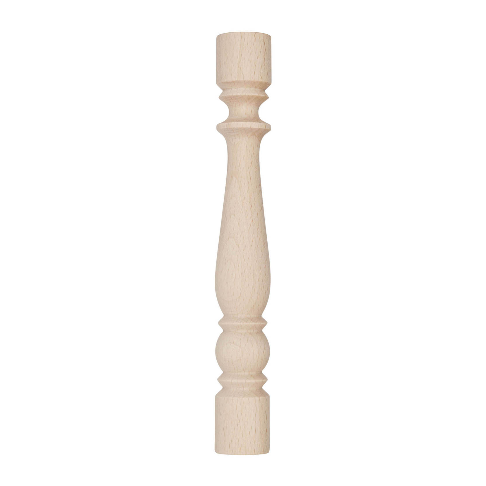 Gedrechselte Holzsäule aus Buchenholz, zylindrisch mit mittlerem Zierprofil, geeignet für den Etagenbau. im Dregeno Online Shop günstig kaufen