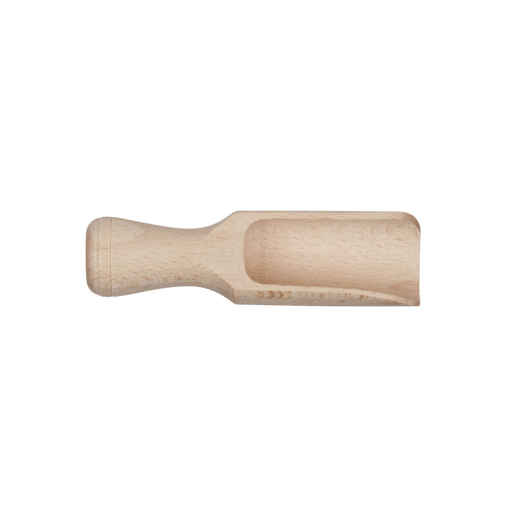 Ein kleines Holzschäufelchen mit rundem Griff und rechteckiger Schaufelfläche, etwa 7,5 cm lang. im Dregeno Online Shop günstig kaufen