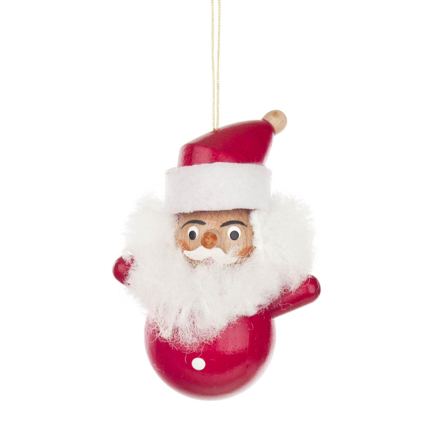 Weihnachtsschmuck in Form eines kleinen, rot bemalten Knecht Ruprecht mit weißem Bart und roter Mütze. im Dregeno Online Shop günstig kaufen