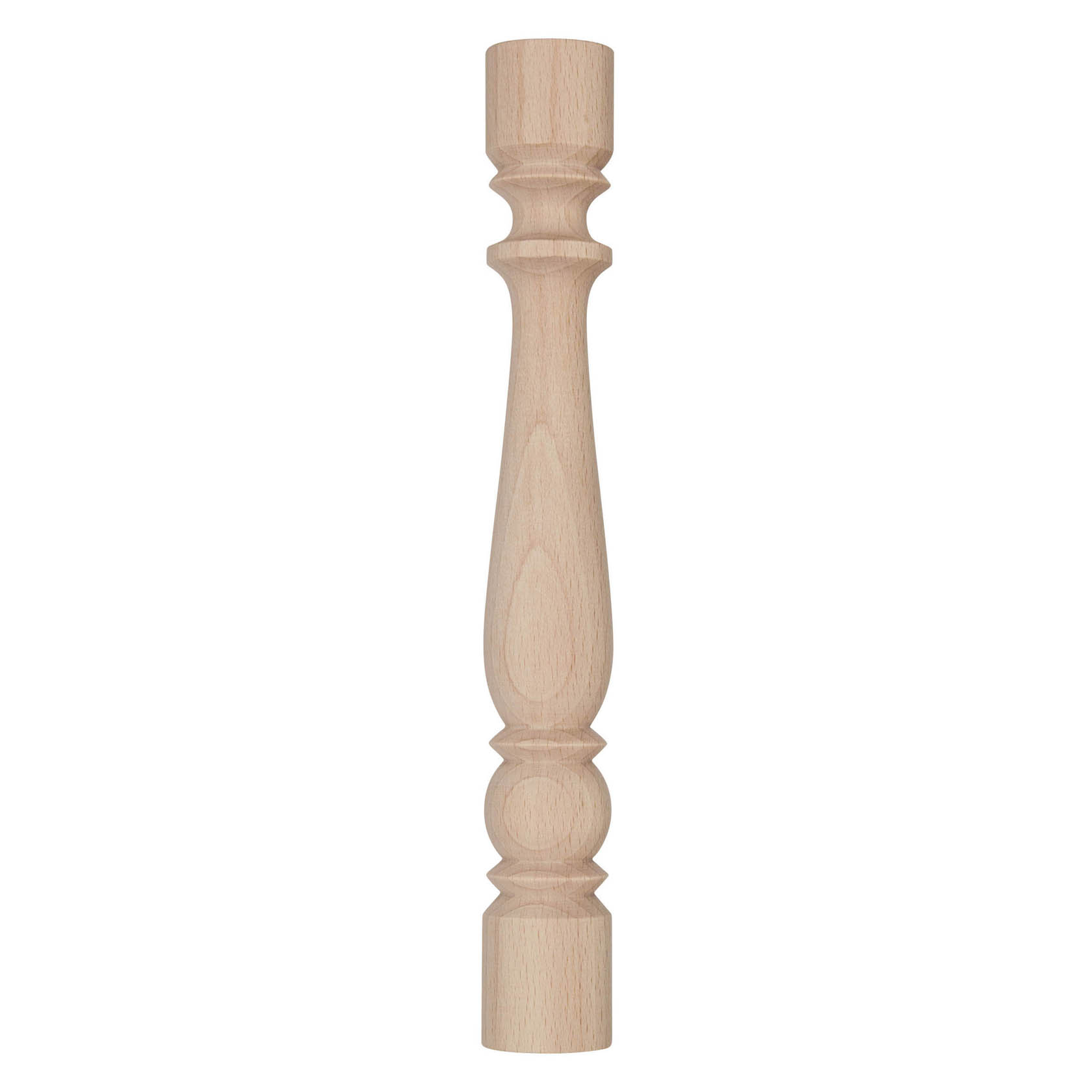 Gedrechselte Holzsäule aus Buchenholz mit elegantem, klassischen Design und dekorativen Einkerbungen. im Dregeno Online Shop günstig kaufen