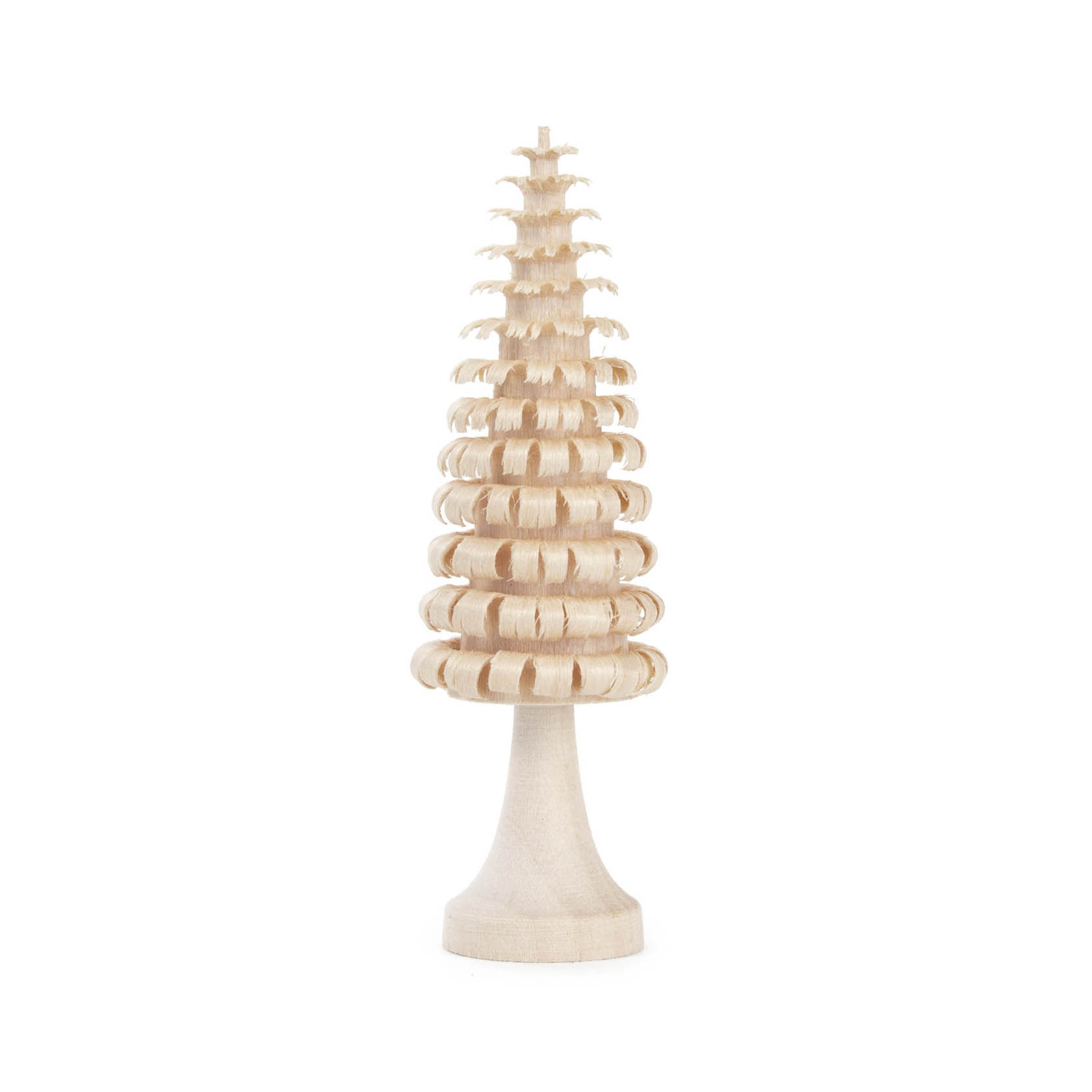 Ein kleiner, natürlicher Ringelbaum aus Holz mit einem Stamm, 7 cm hoch, in Spiralform gestaltet. im Dregeno Online Shop günstig kaufen