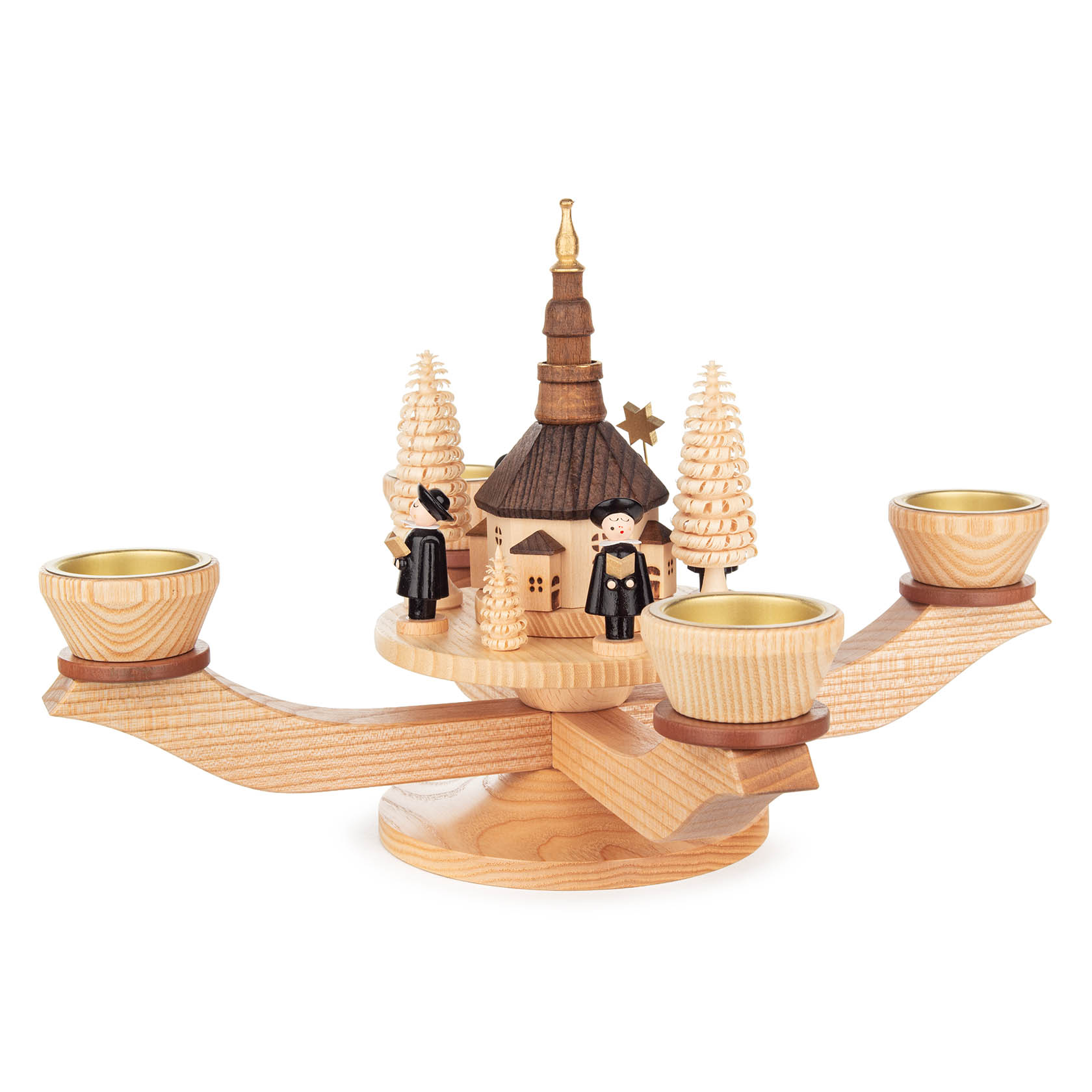 advent tealight holder natural, Seiffen church and carol singers