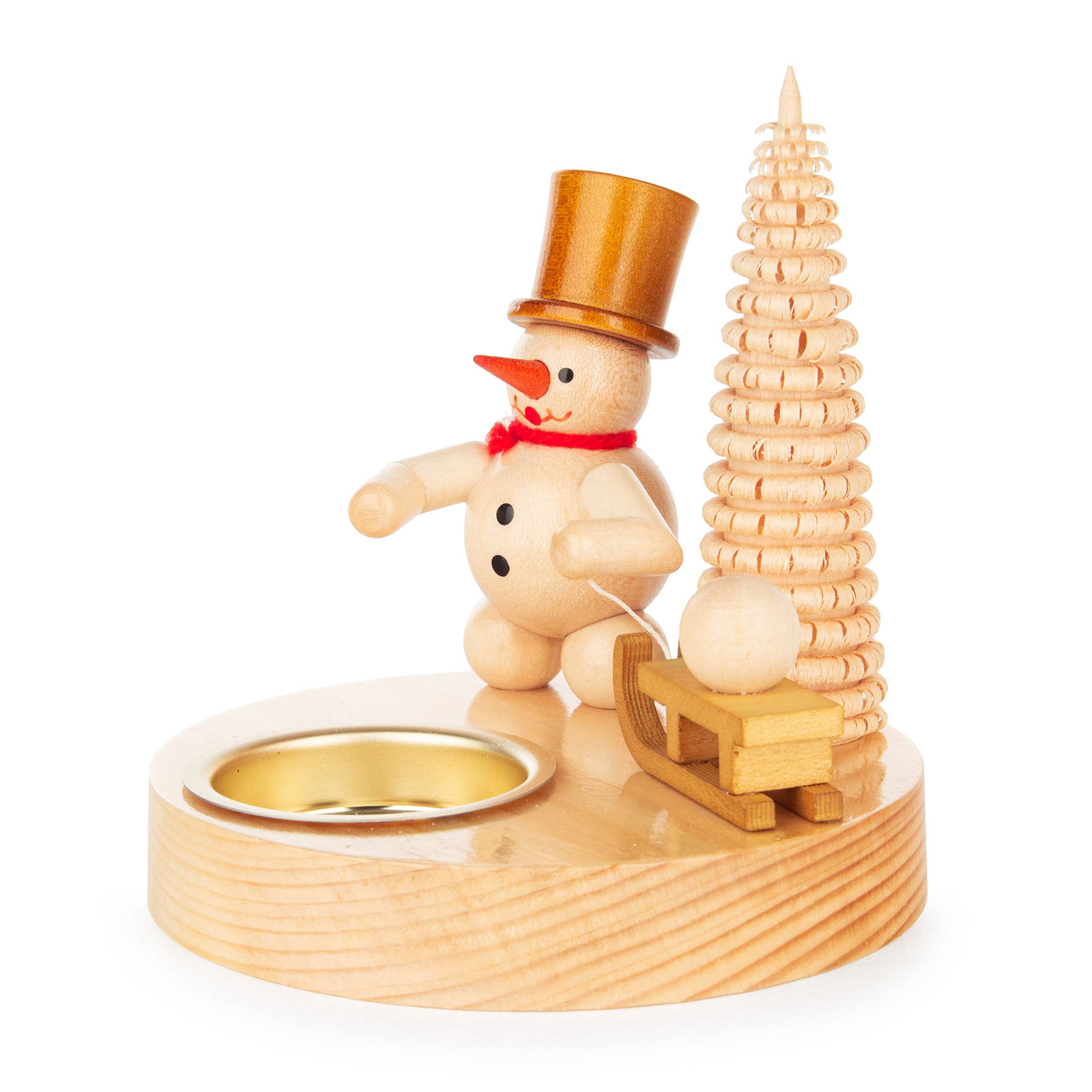wooden tealight holder snowman with sled