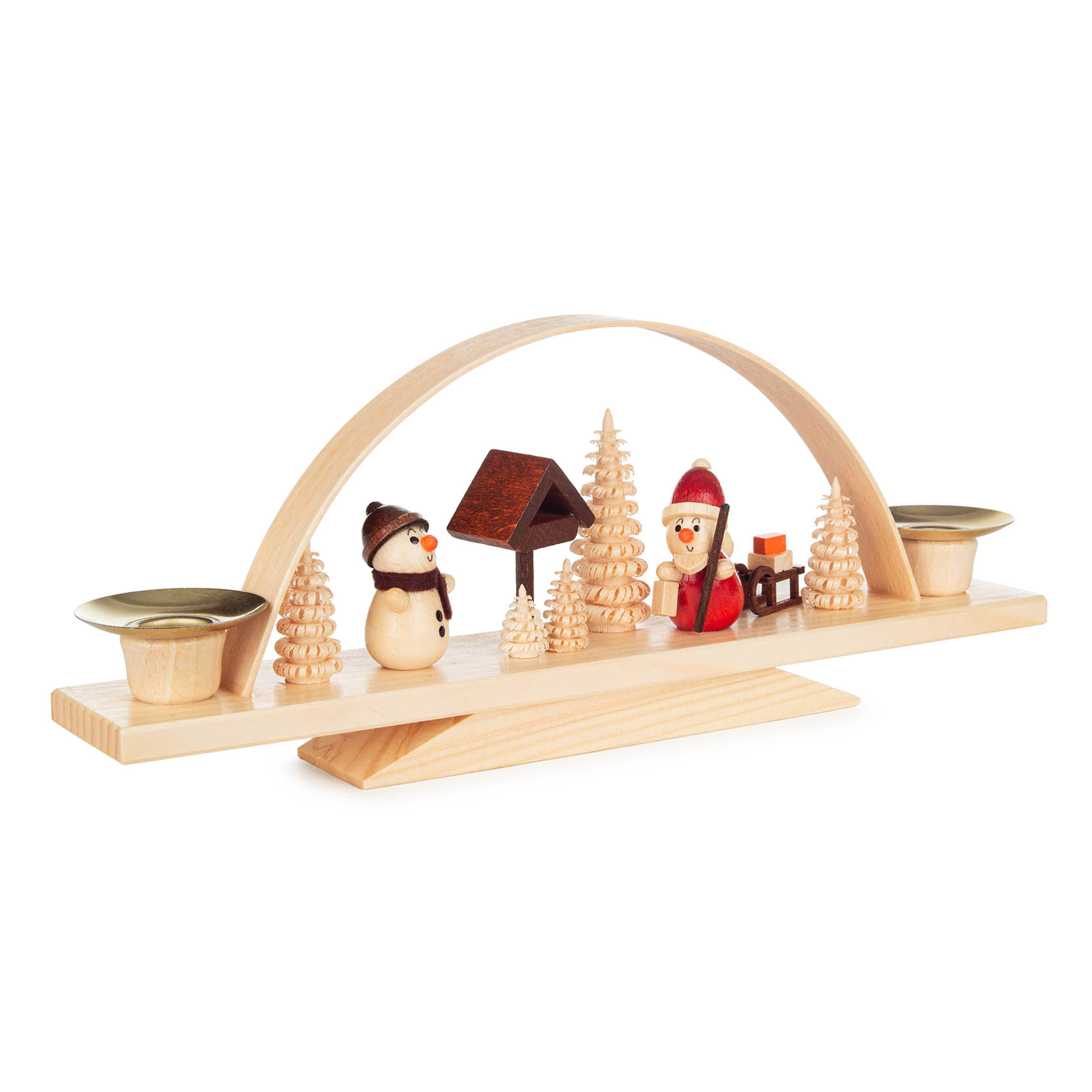 Schwibbogen Weihnachtsmann und Schnemann für Kerzen d=14mm