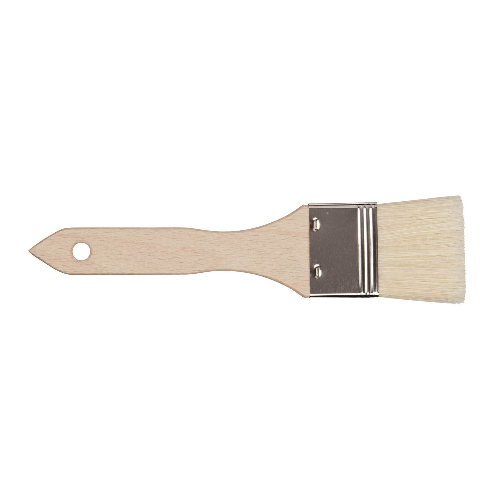 Flacher Haushaltspinsel mit Holzwandgriff und 2 Zoll breiten weißen Borsten, 22,5 cm lang. im Dregeno Online Shop günstig kaufen