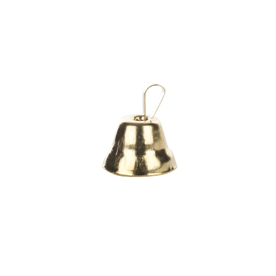 Kleines glänzendes Messingglöckchen mit einer Höhe von 10 mm und einer Öse zur Befestigung. im Dregeno Online Shop günstig kaufen