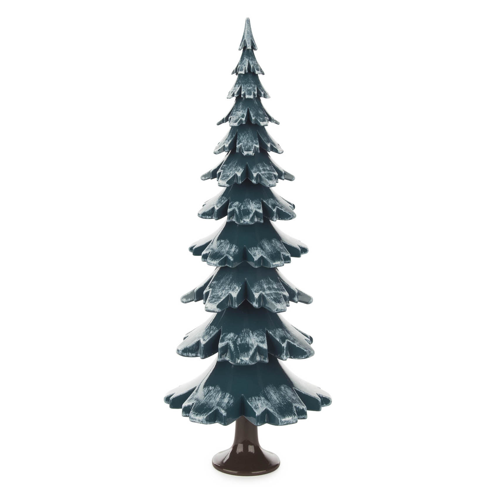 Dekorativer Baum aus grünem und weißem Holz mit schneebedeckten Zweigen, 38 cm hoch. im Dregeno Online Shop günstig kaufen