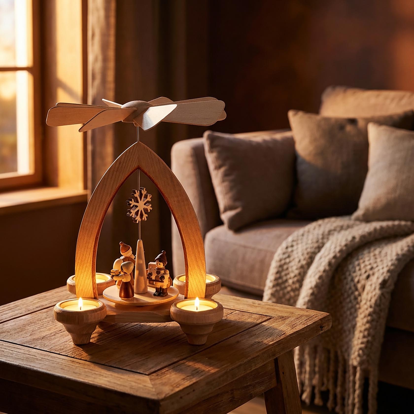 wooden pyramid santa