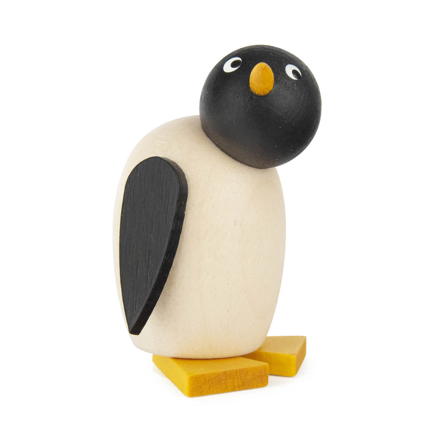 Illustration eines niedlichen Pinguinbabys mit runden Augen, einem schwarzen Kopf, gelbem Schnabel und gelben Füßen. im Dregeno Online Shop günstig kaufen
