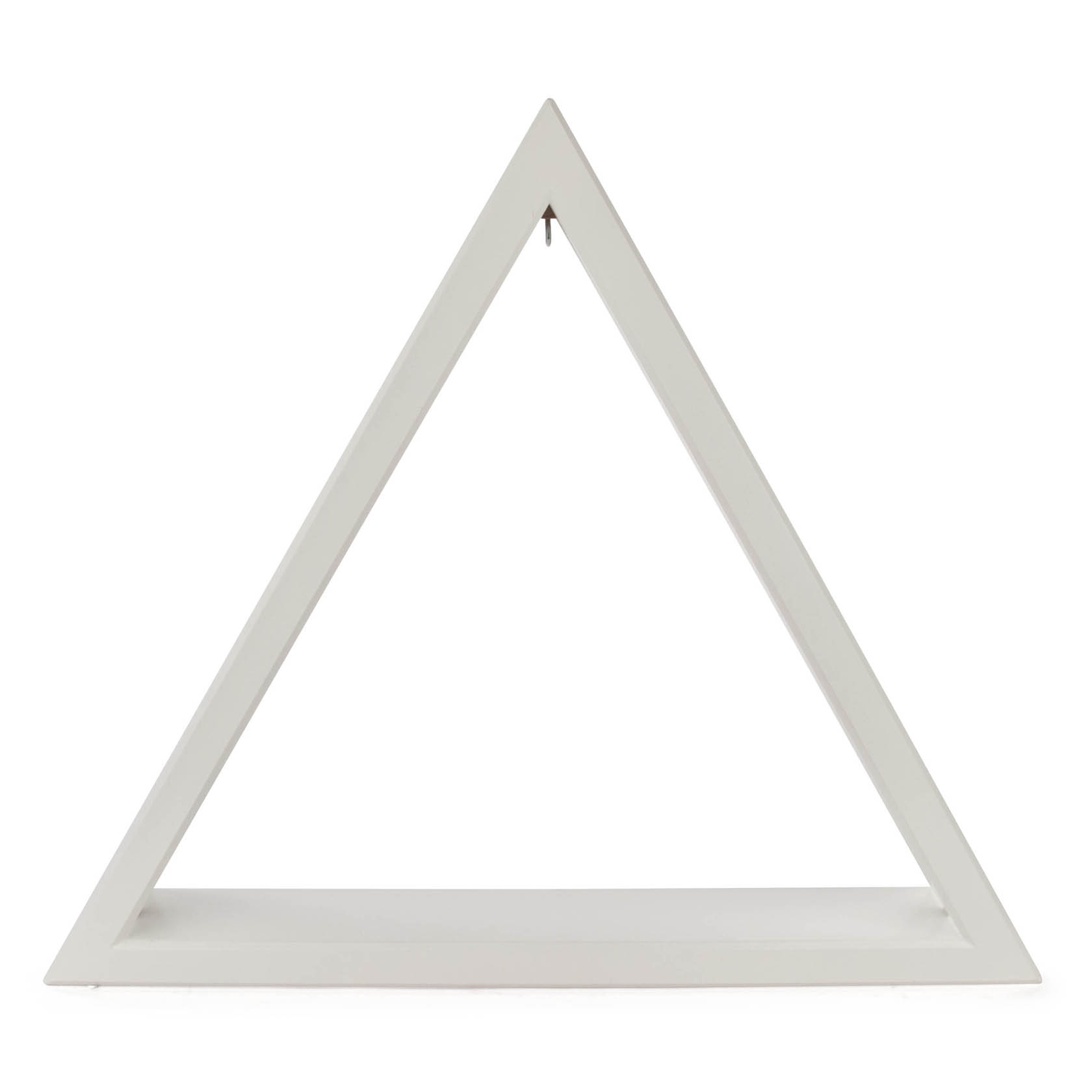 Ein weißes, beleuchtetes Dreieck mit einer Kantenlänge von 35 cm, ausgestattet mit einem LED-Band, das über einen 12V-Adapter betrieben wird. im Dregeno Online Shop günstig kaufen