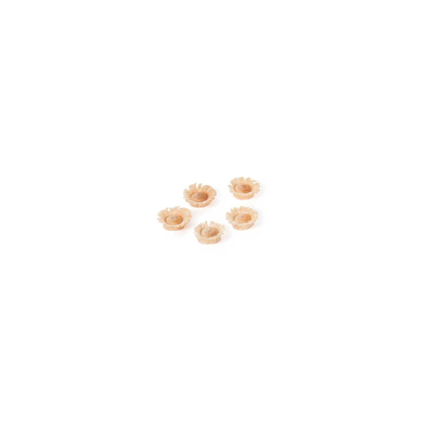 Five small beige flower-shaped beads, each approximately 5mm in size. im Dregeno Online Shop günstig kaufen