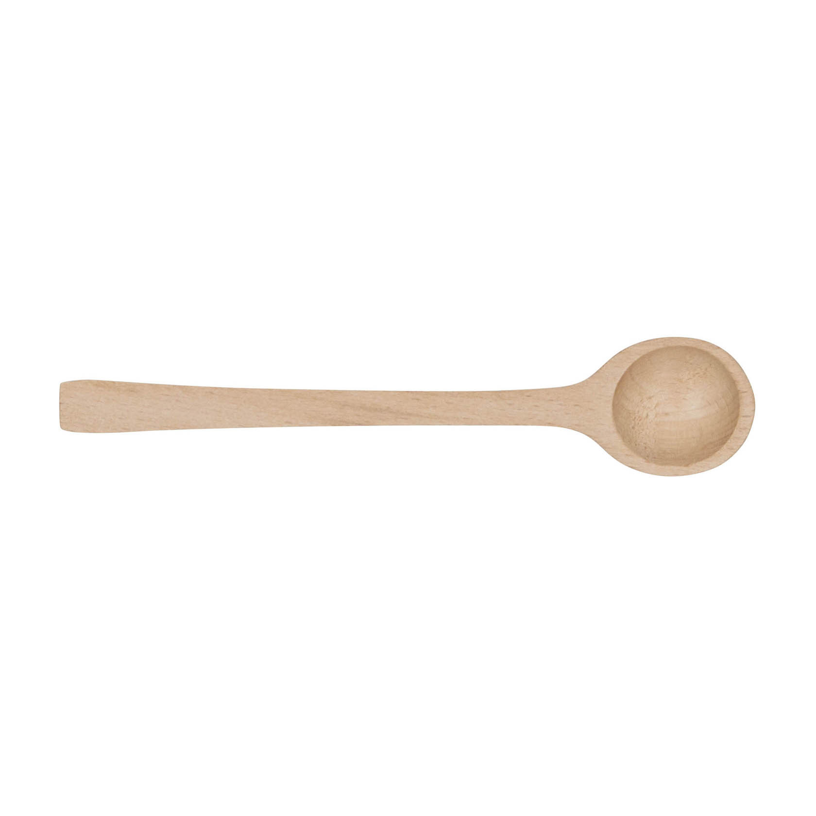 Ein Dosierlöffel aus Holz mit einer Länge von 15 cm und einer kleinen runden Schale am Ende. im Dregeno Online Shop günstig kaufen