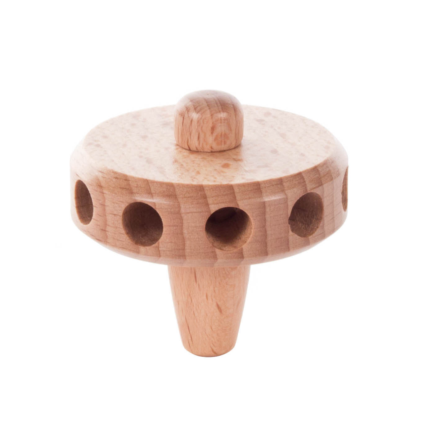 A wooden rotor with 10 blades, a diameter of 30 cm, and a 2 mm bore, featuring a tapered central hub.